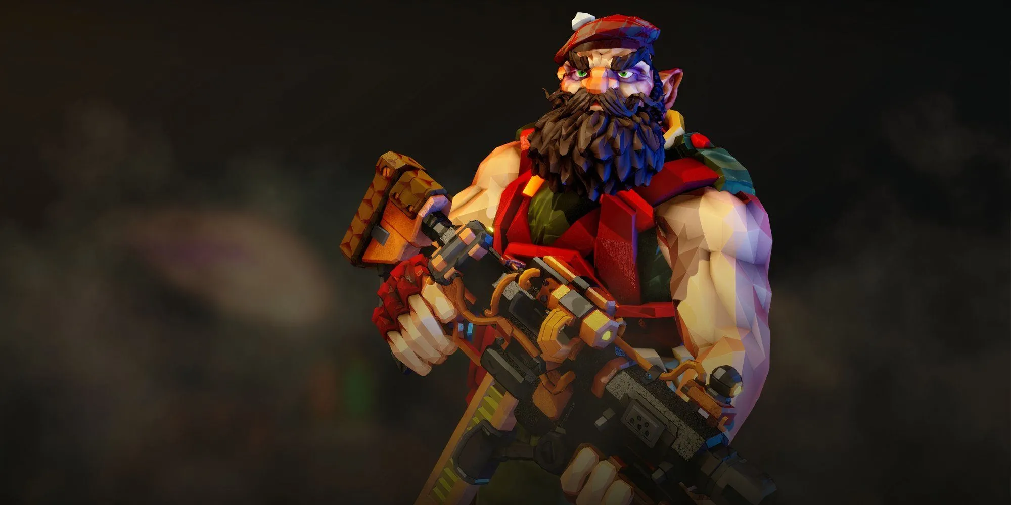 Nhân vật Engineer người lùn trong Deep Rock Galactic đứng hiên ngang với khẩu súng plasma và ụ súng tự động sẵn sàng chiến đấu.