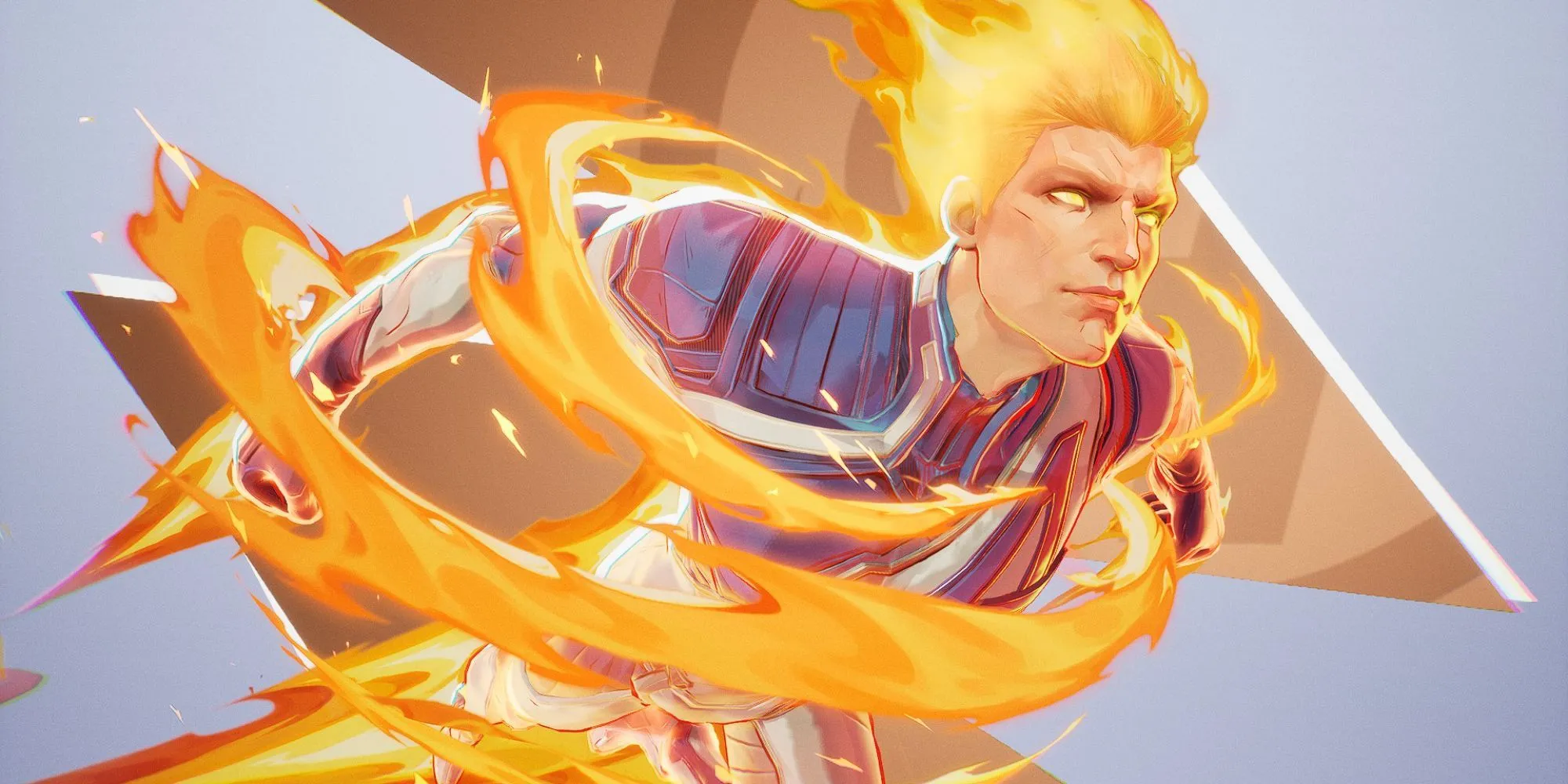 Nhân vật Human Torch trong Marvel Rivals bay lượn và tấn công bằng lửa