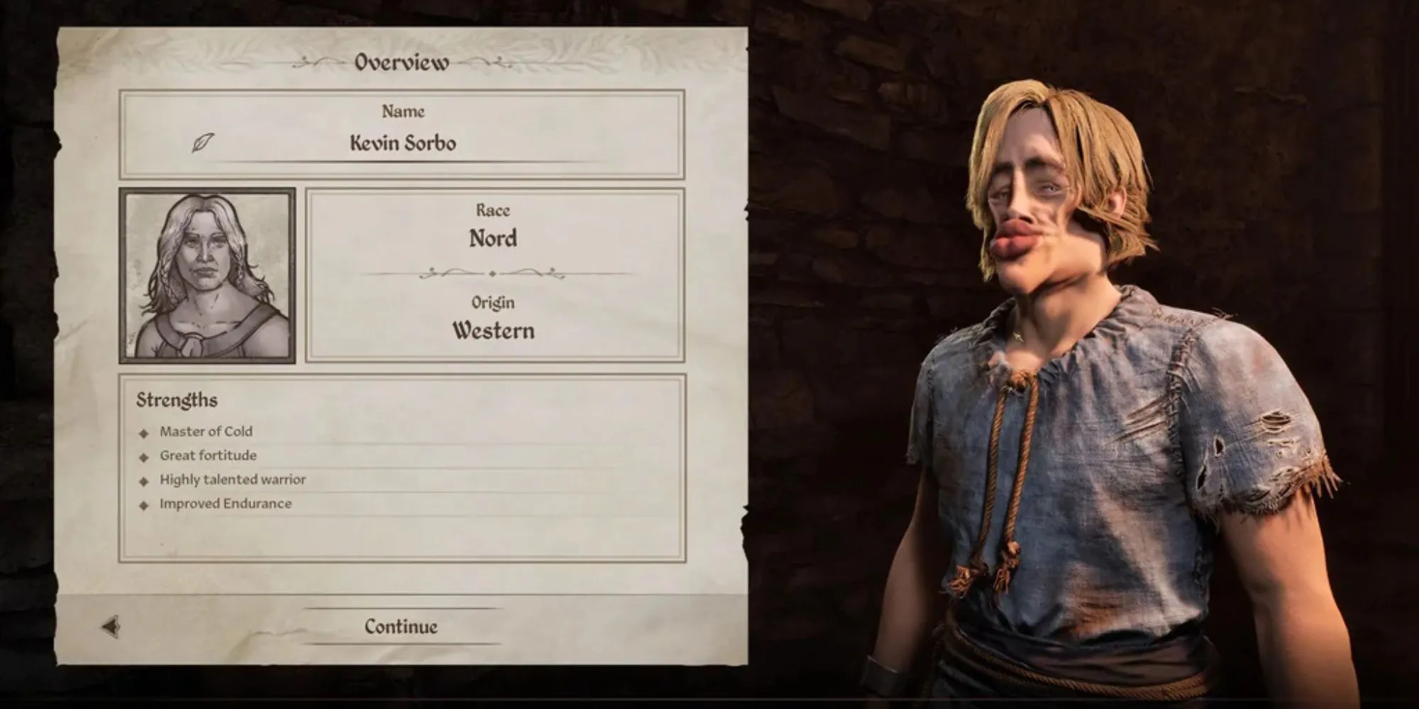 Nhân vật người chơi Kevin Sorbo trong Oblivion Remastered, tạo hình game quái dị