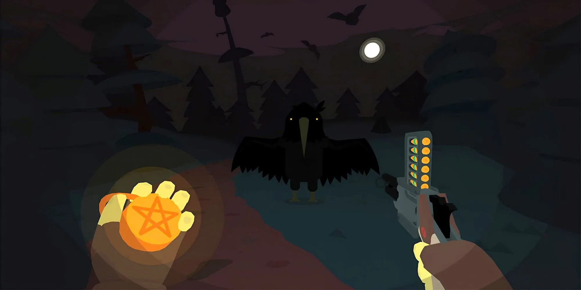 Nhân vật Raven theo phong cách chibi trong game SULFUR đang khám phá một hầm ngục tối.