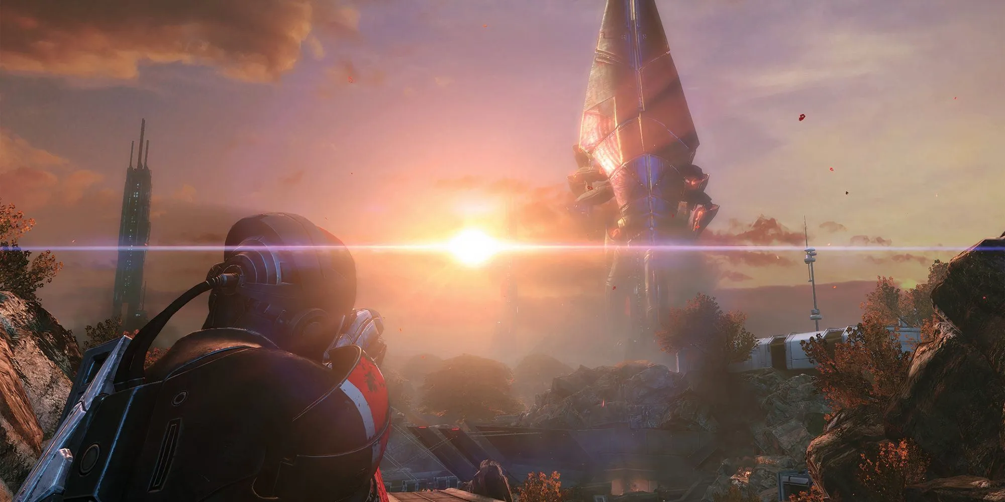 Nhân vật Shepard đang ngắm bắn trong Mass Effect Legendary Edition