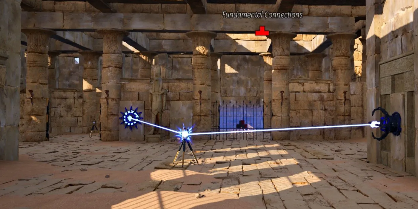 Nhân vật trong The Talos Principle 2 đang giải câu đố Kết Nối Cơ Bản