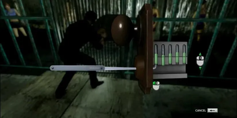 Nhân vật Wei Shen đang tập trung bẻ khóa một cách cẩn trọng trong Sleeping Dogs