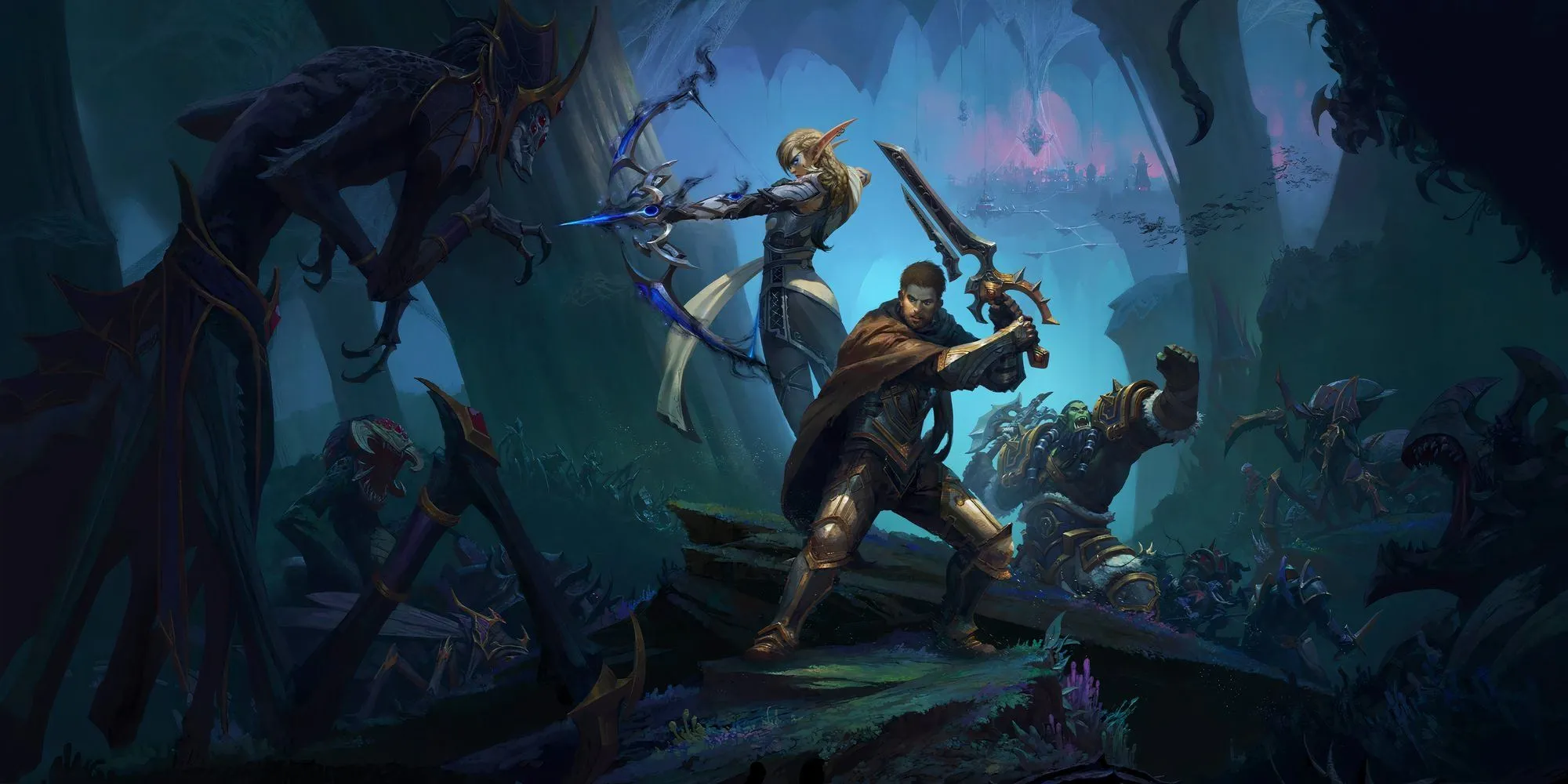 Nhóm nhân vật giả tưởng chuẩn bị cho trận chiến trong World of Warcraft The War Within