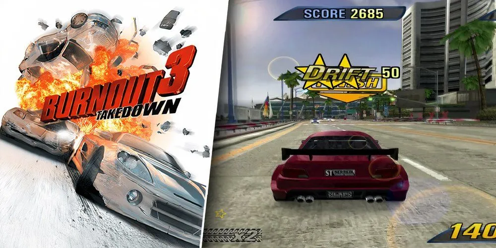 Pha va chạm tốc độ cao trong game đua xe Burnout 3 Takedown trên PS2