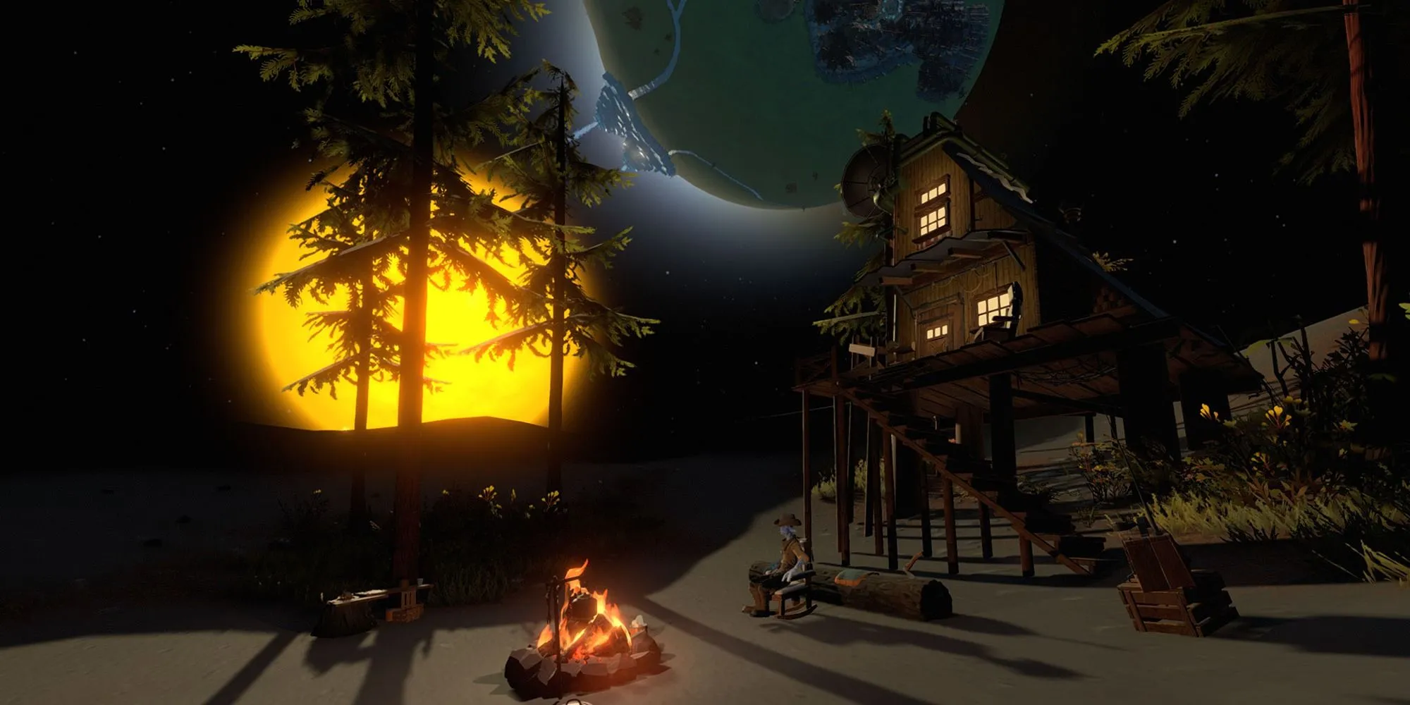 Phi thuyền Hearthian đậu gần một hành tinh trong hệ sao nhỏ bé của Outer Wilds