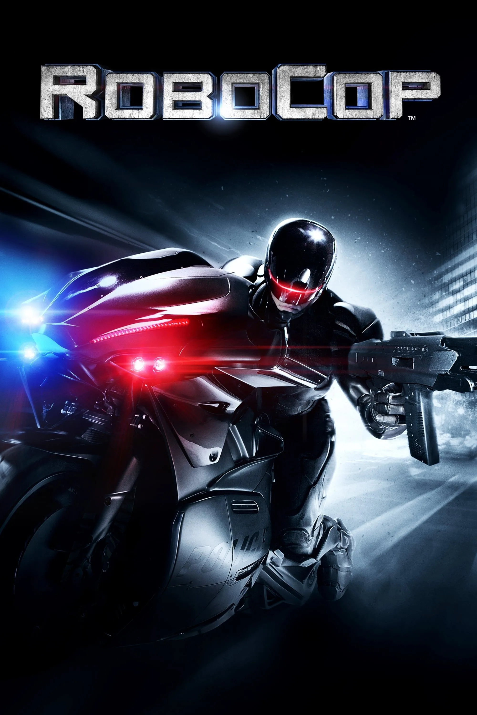 poster phim RoboCop 2014 làm nổi bật hình ảnh người máy cảnh sát