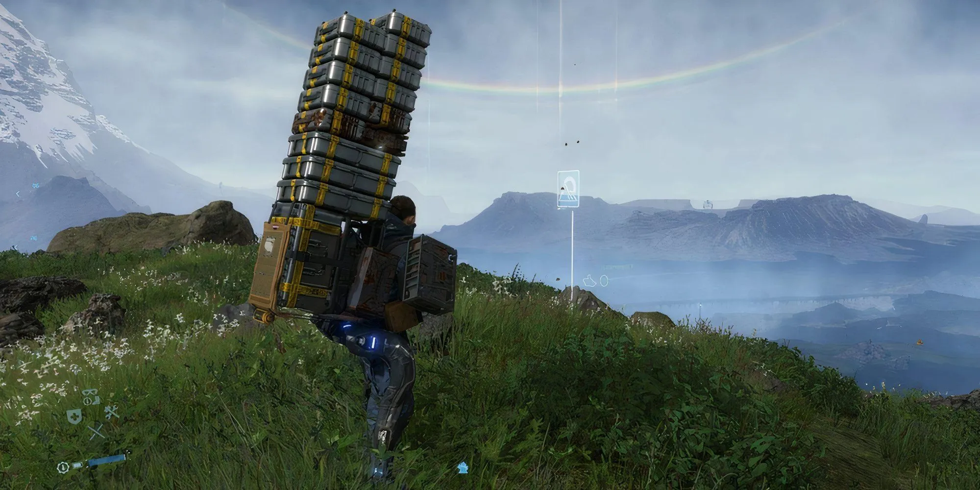 Sam Porter Bridges gồng gánh hàng hóa trong Death Stranding, tựa game hành động với cốt truyện độc đáo của Hideo Kojima.