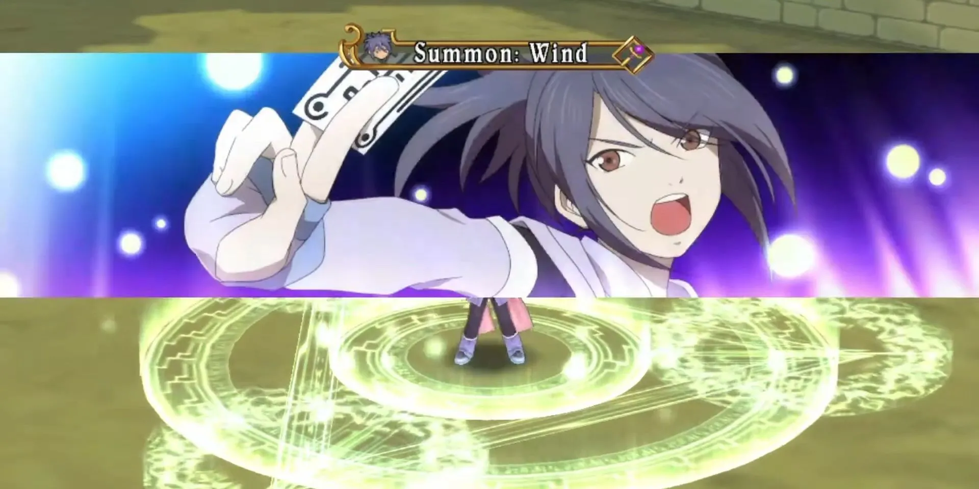 Sheena triệu hồi Sylph trong Tales of Symphonia với sức mạnh nguyên tố