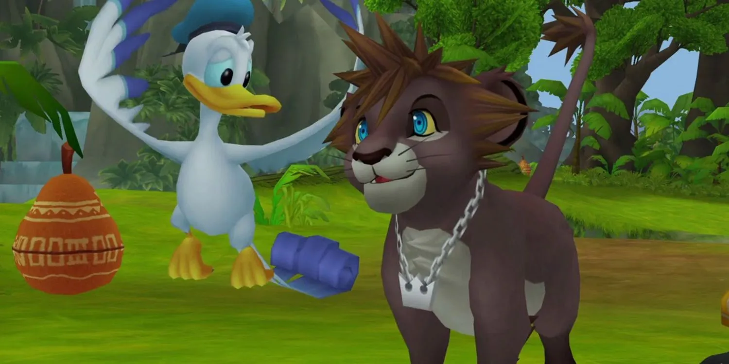 Sora trong hình dạng sư tử con tại Pride Lands trong Kingdom Hearts 2