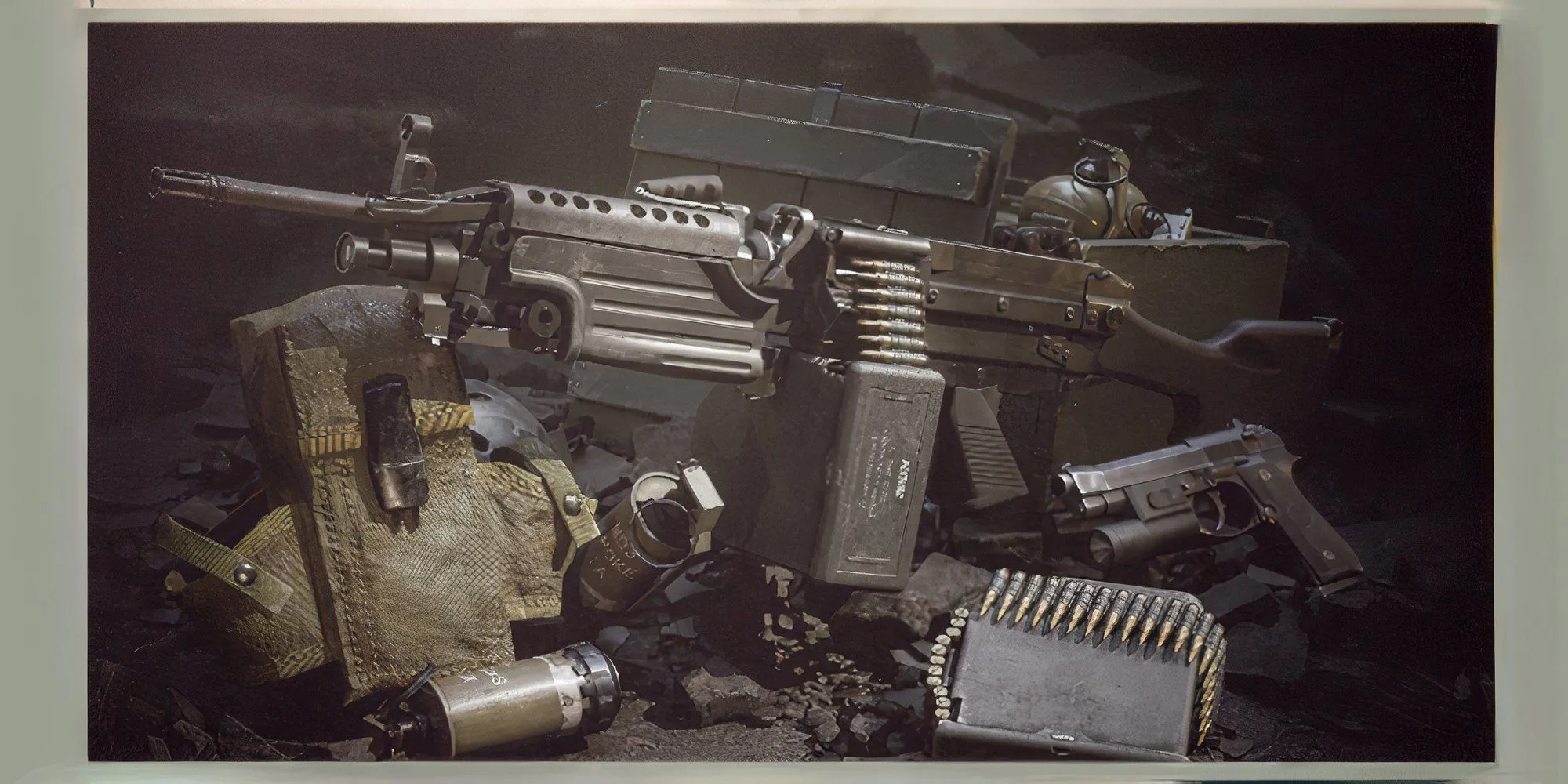 Súng máy hạng nhẹ M249 SAW với hộp đạn lớn trong Delta Force Black Hawk Down
