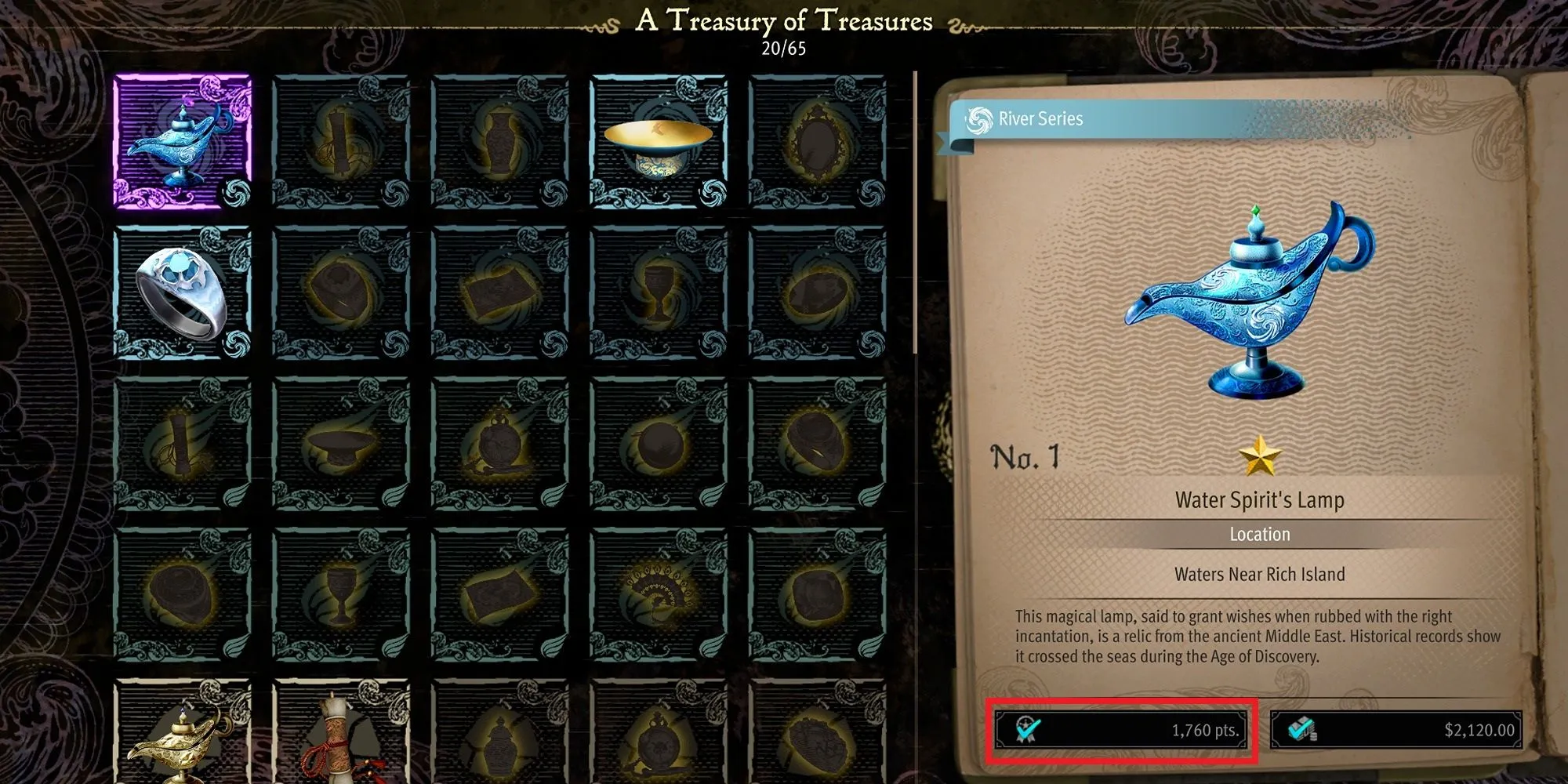Tab Kho Báu trong menu game Like A Dragon Pirate Yakuza In Hawaii