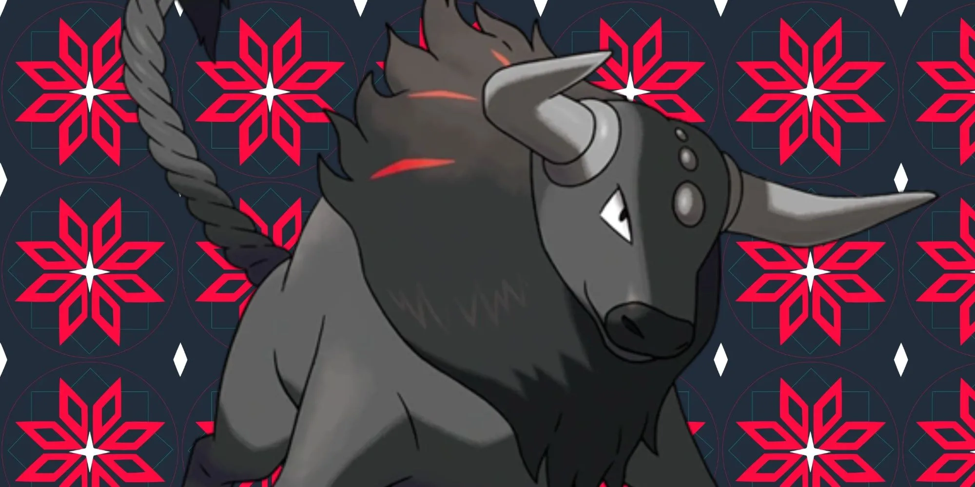 Tauros Paldea hệ Lửa với bộ lông đen và sừng đỏ rực