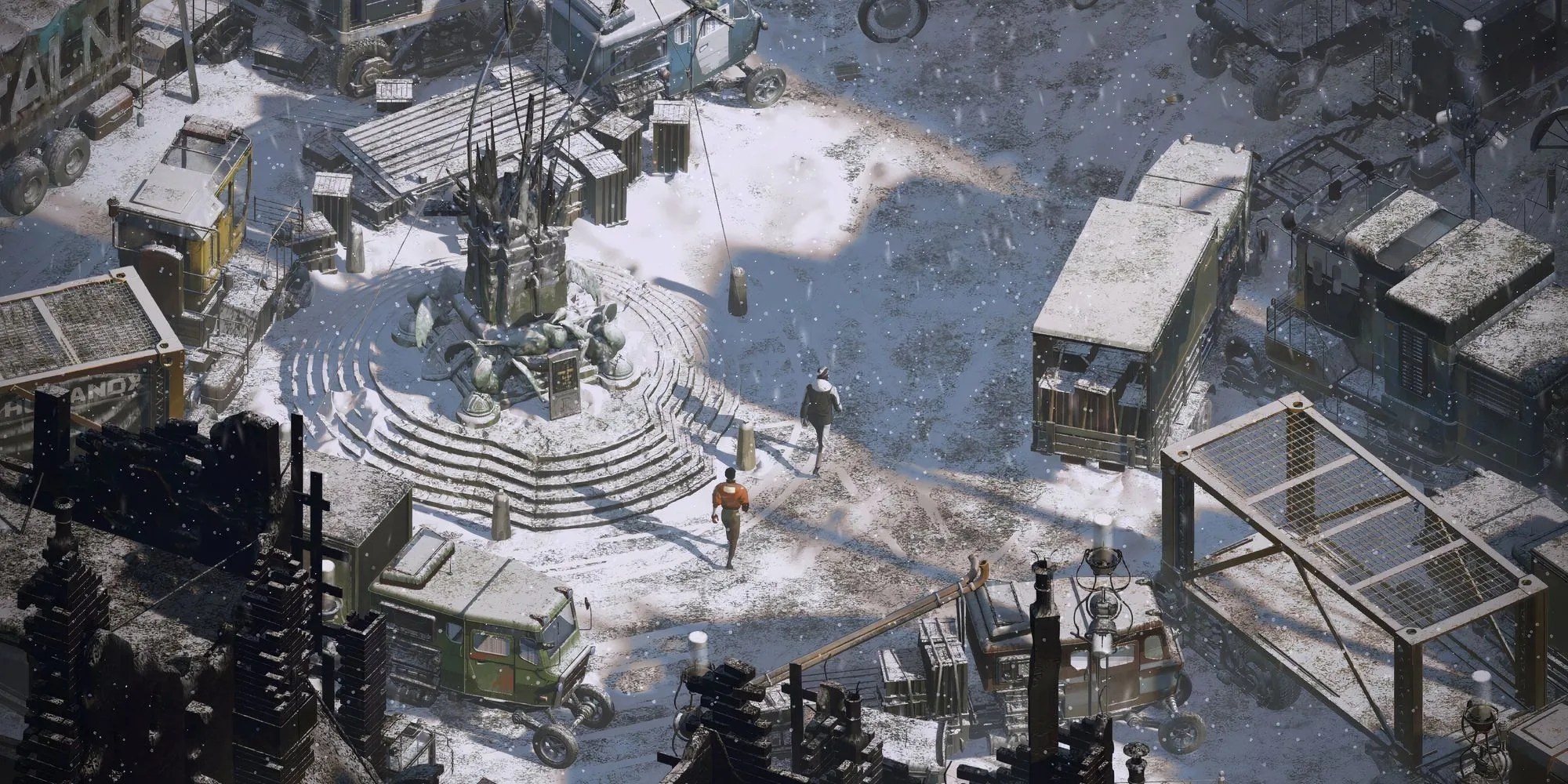 Thám tử Harrier Du Bois và Kim Kitsuragi điều tra vụ án trong Disco Elysium