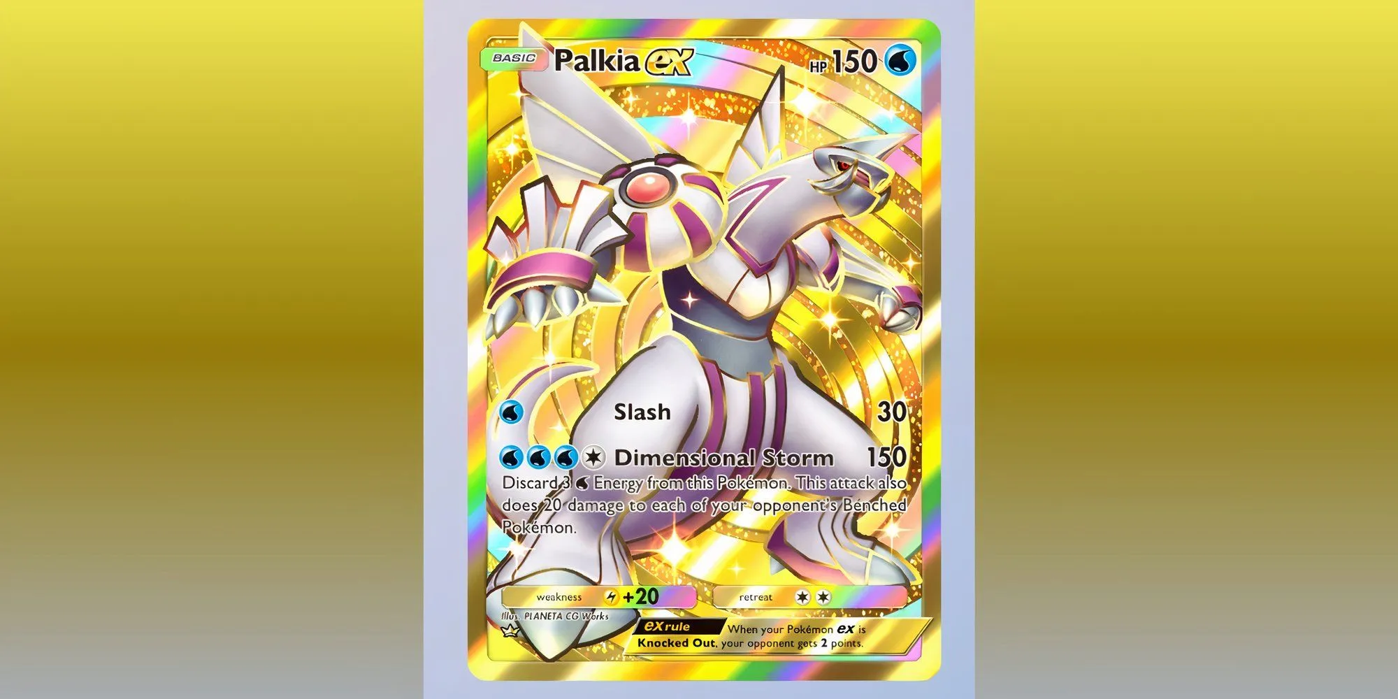 Thẻ bài Palkia EX hệ Nước trong Pokemon TCG Pocket với đòn Dimensional Storm