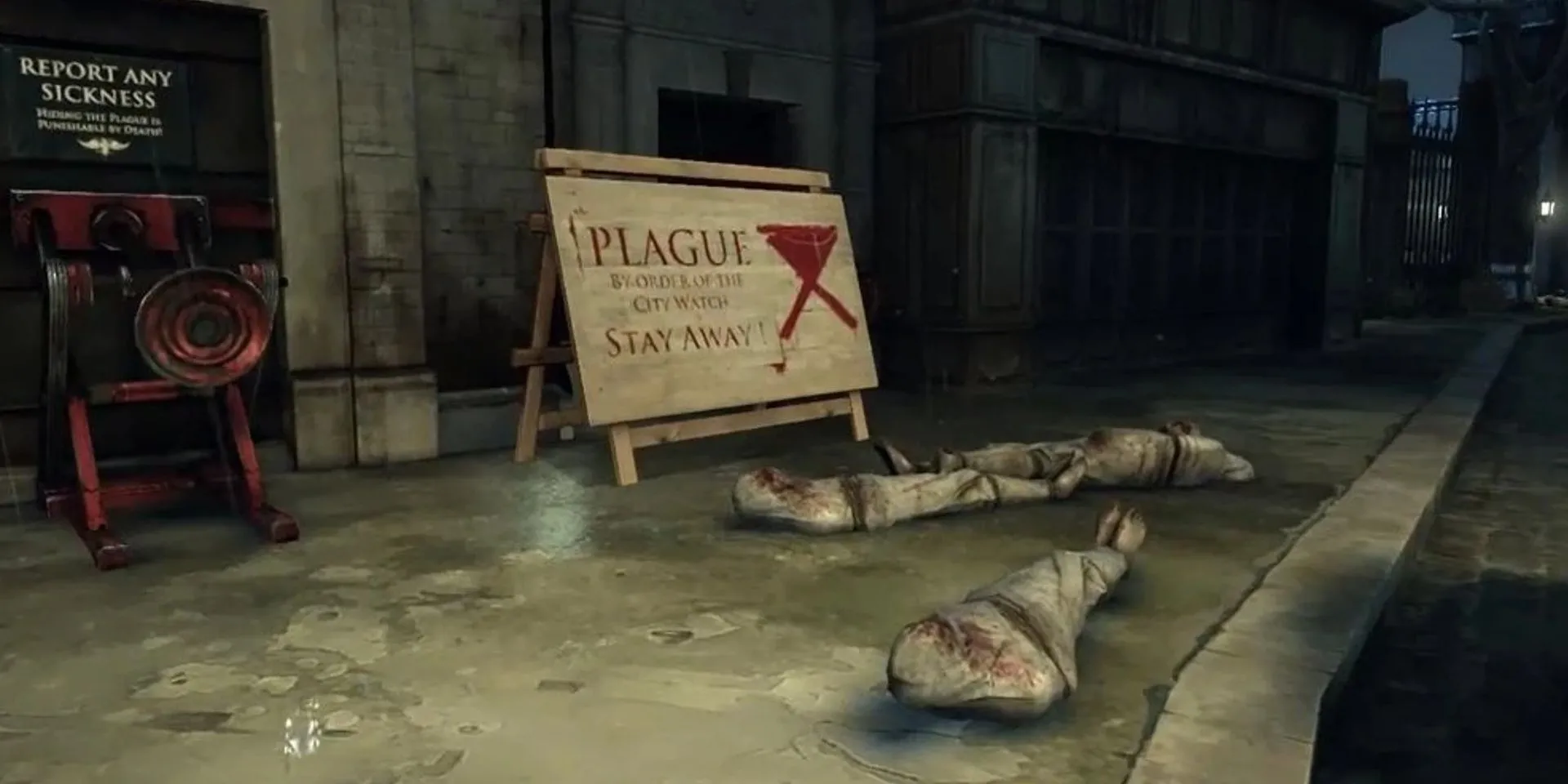 Thi thể người chết vì Dịch Bệnh Chuột (Rat Plague) chất đống trong Dishonored