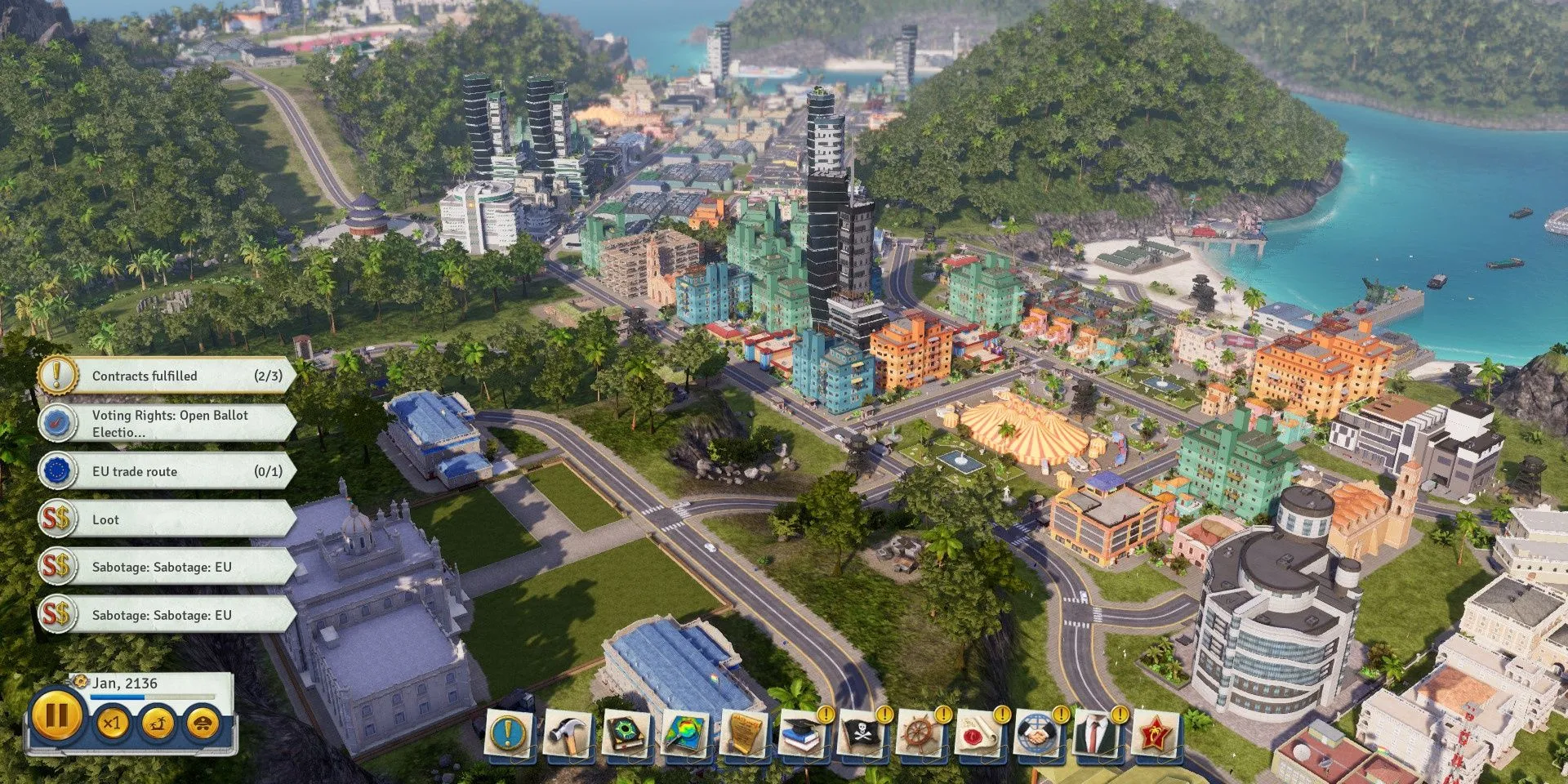 Toàn cảnh thành phố đảo quốc đang phát triển trong Tropico 6 - game xây dựng và quản lý
