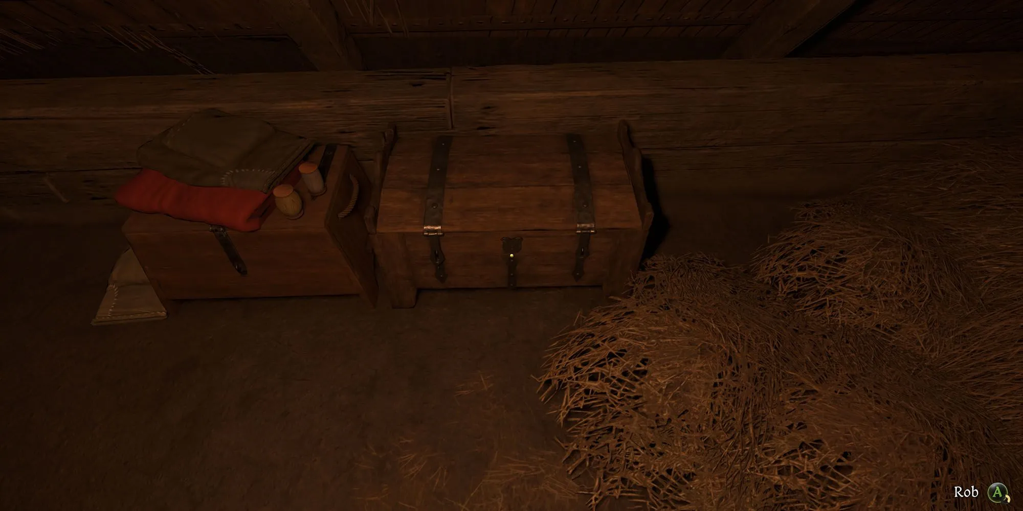 Trộm trang phục đạo chích từ rương ở tầng trên nhà tắm Zhelejov trong Kingdom Come Deliverance 2