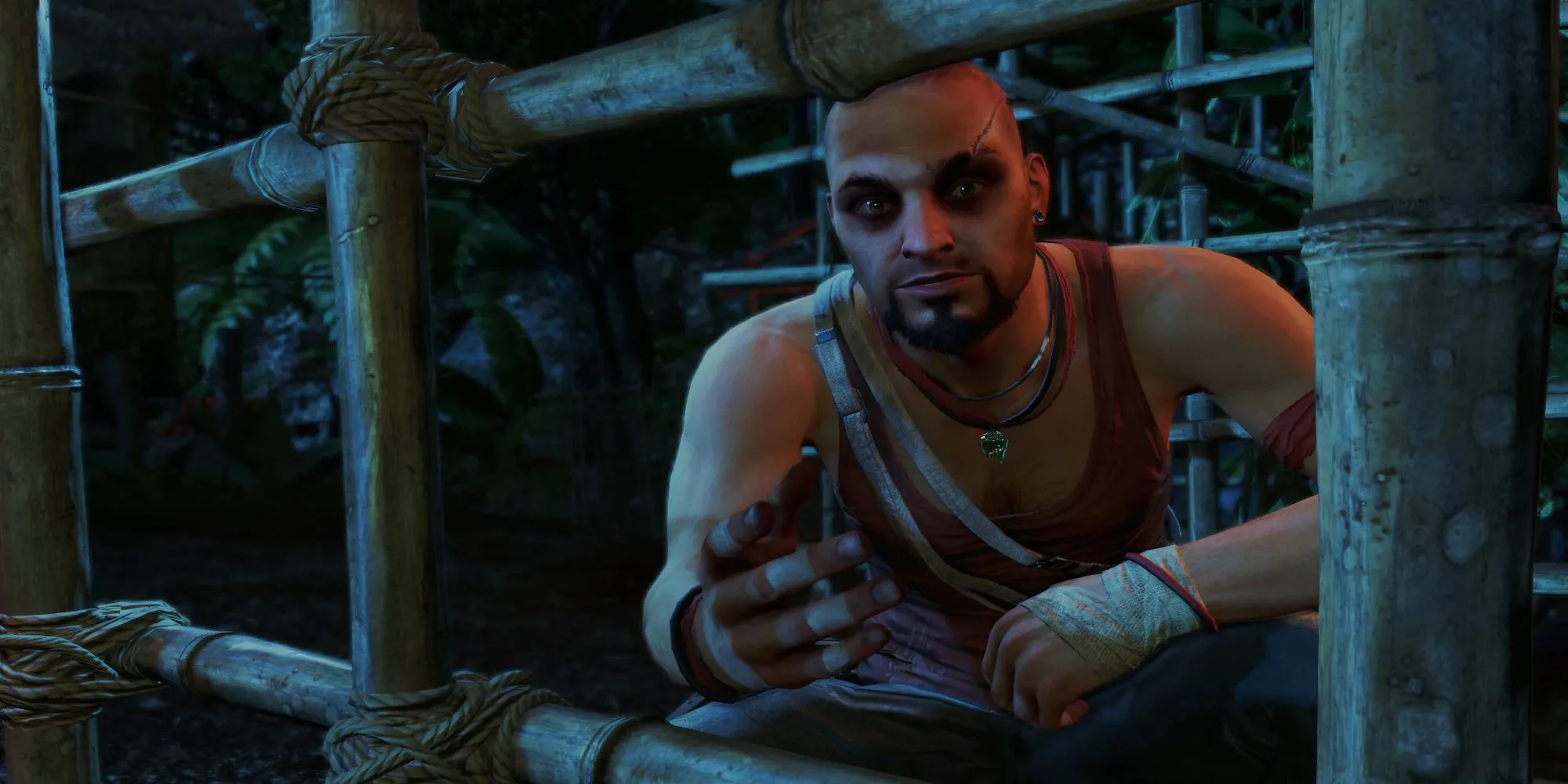 Vaas Montenegro, kẻ phản diện tâm thần khét tiếng của Far Cry 3, đang gieo rắc nỗi kinh hoàng