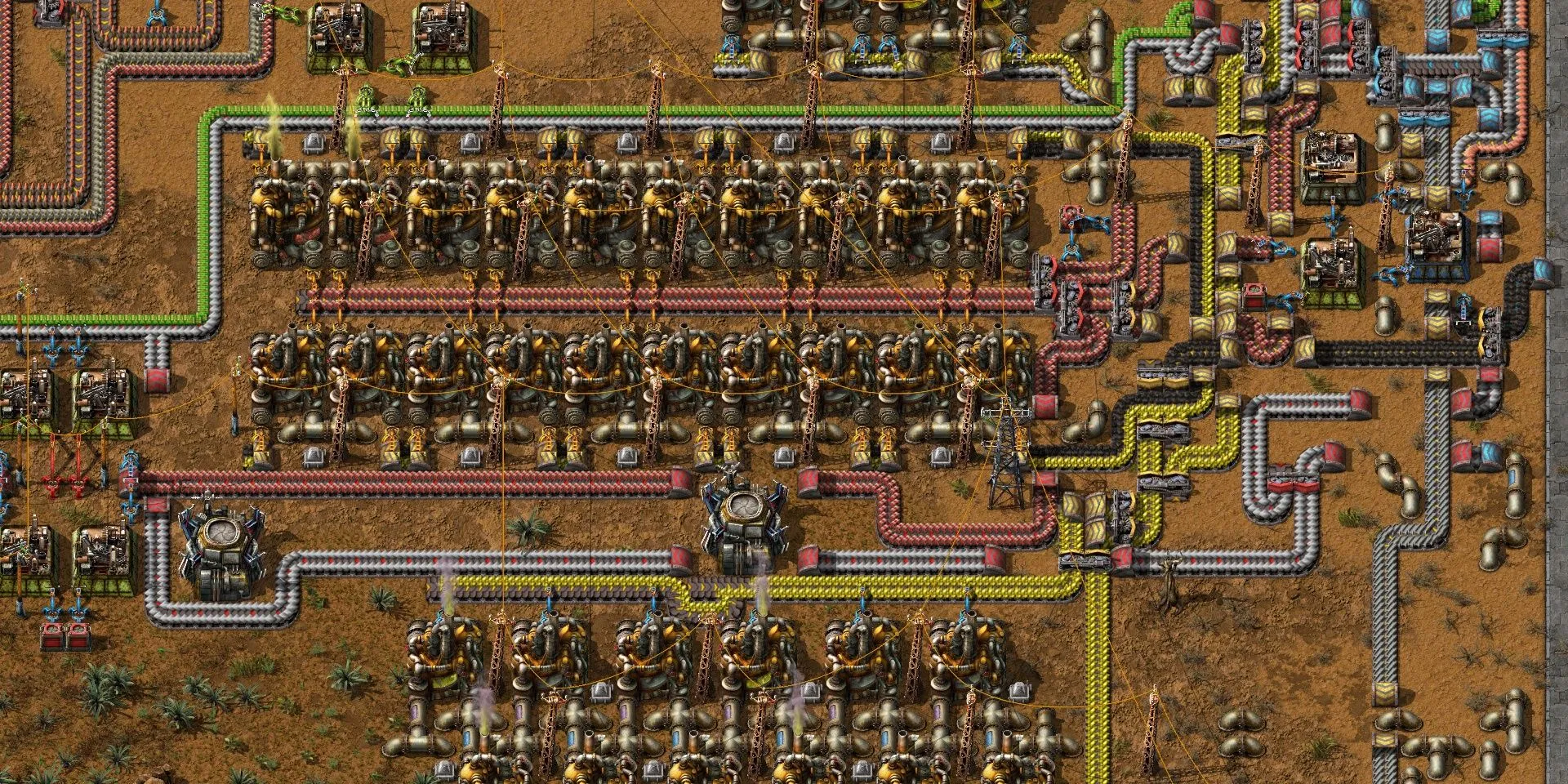 Xây dựng hệ thống tự động hóa phức tạp với dây chuyền và cột điện trong Factorio