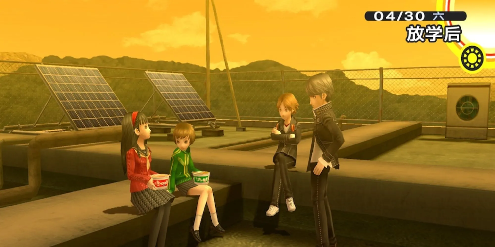 Các nhân vật chính trong game Persona 4 Golden đang trò chuyện