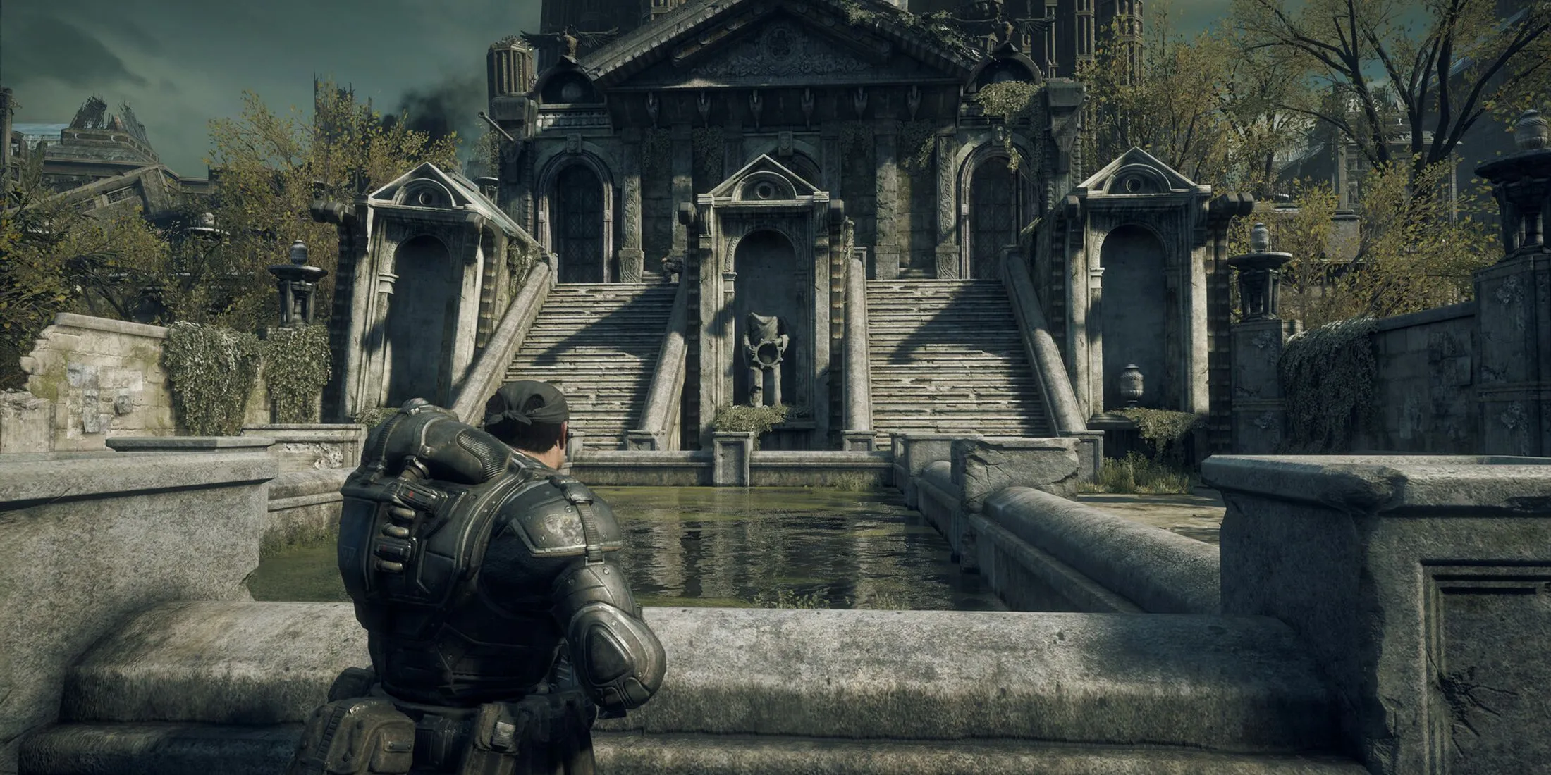 Cảnh người chơi khám phá môi trường trong Gears of War Reloaded