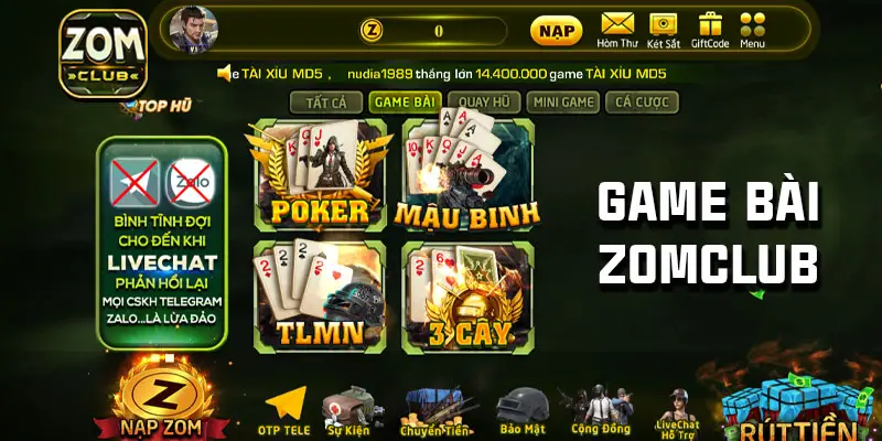 Game Bài Zomclub – Thiên Đường Cá Cược Cho Người Mê Kiếm Tiền