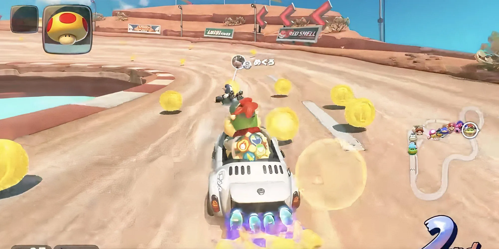 Hình ảnh bản đồ nhỏ từ quảng cáo Mario Kart World cho thấy đường đua bị xoay, bằng chứng khả năng có chế độ Reverse Mode
