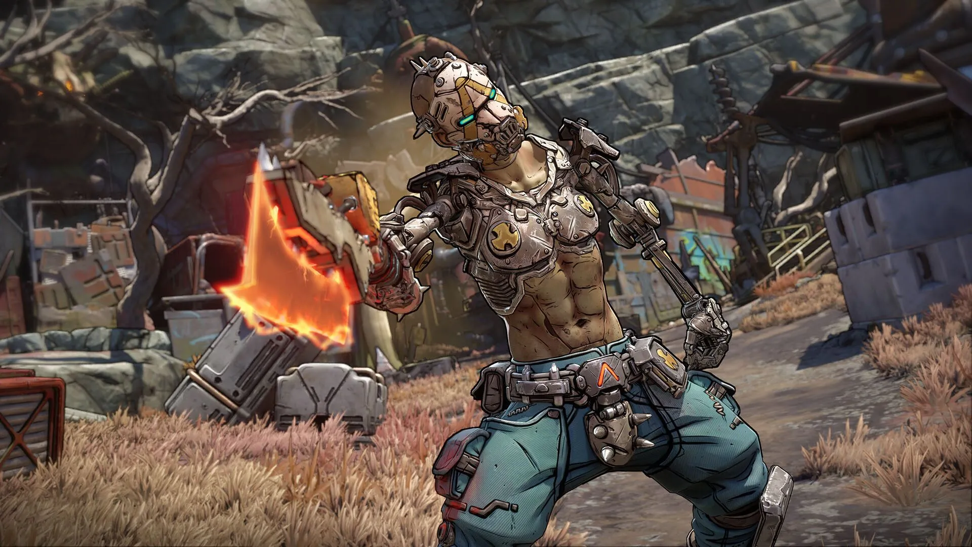 Hình ảnh báo chí Borderlands 4, nhân vật đang bắn súng trong môi trường thành phố