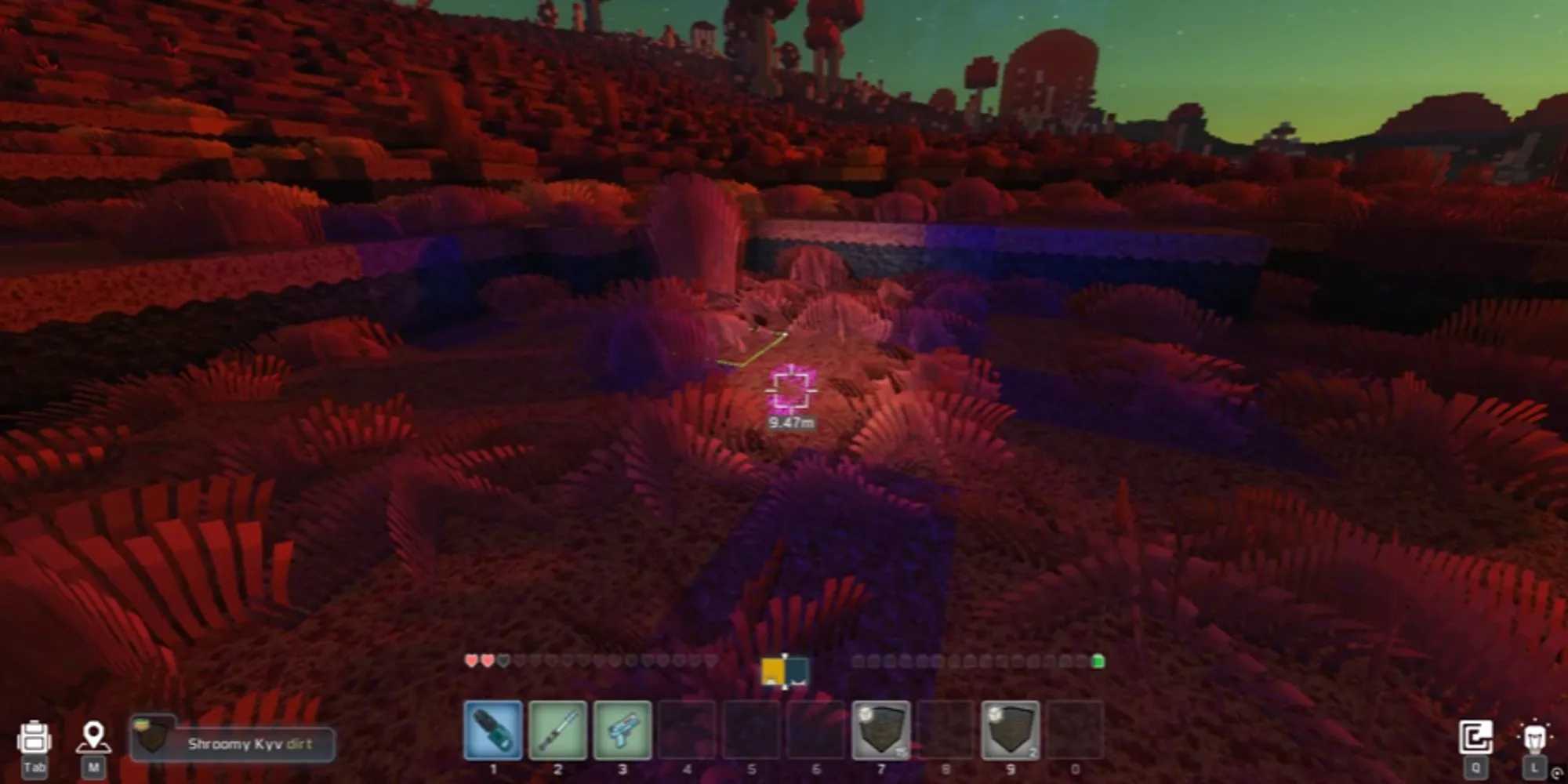 Người chơi đang đào quặng trong game Cubic Odyssey