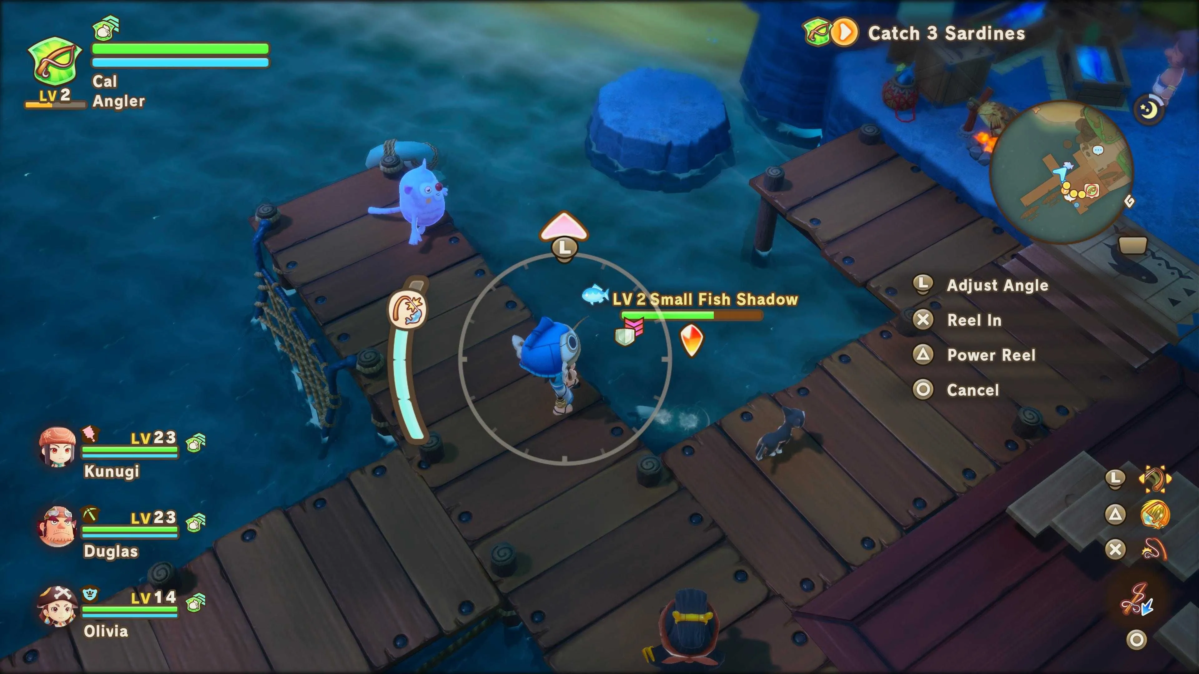 Nhân vật đang câu cá trong Fantasy Life I