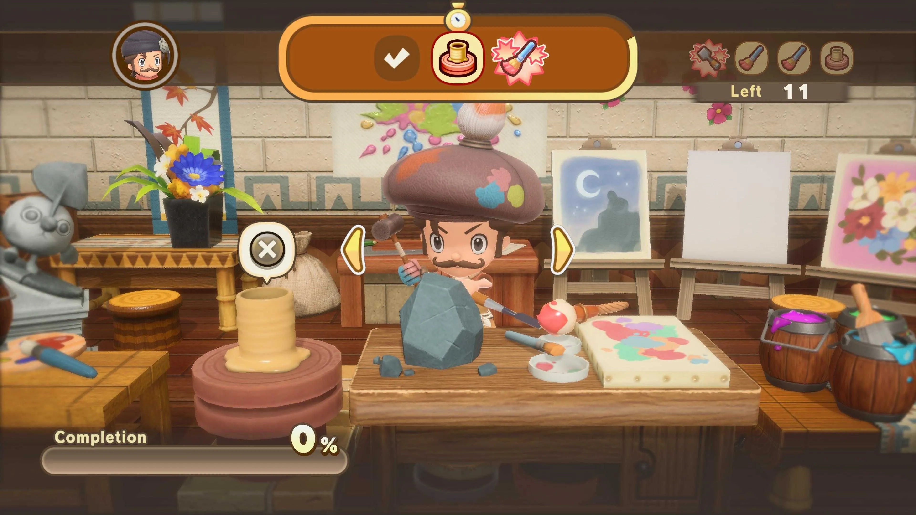 Nhân vật đang thực hiện Nghề họa sĩ trong Fantasy Life I