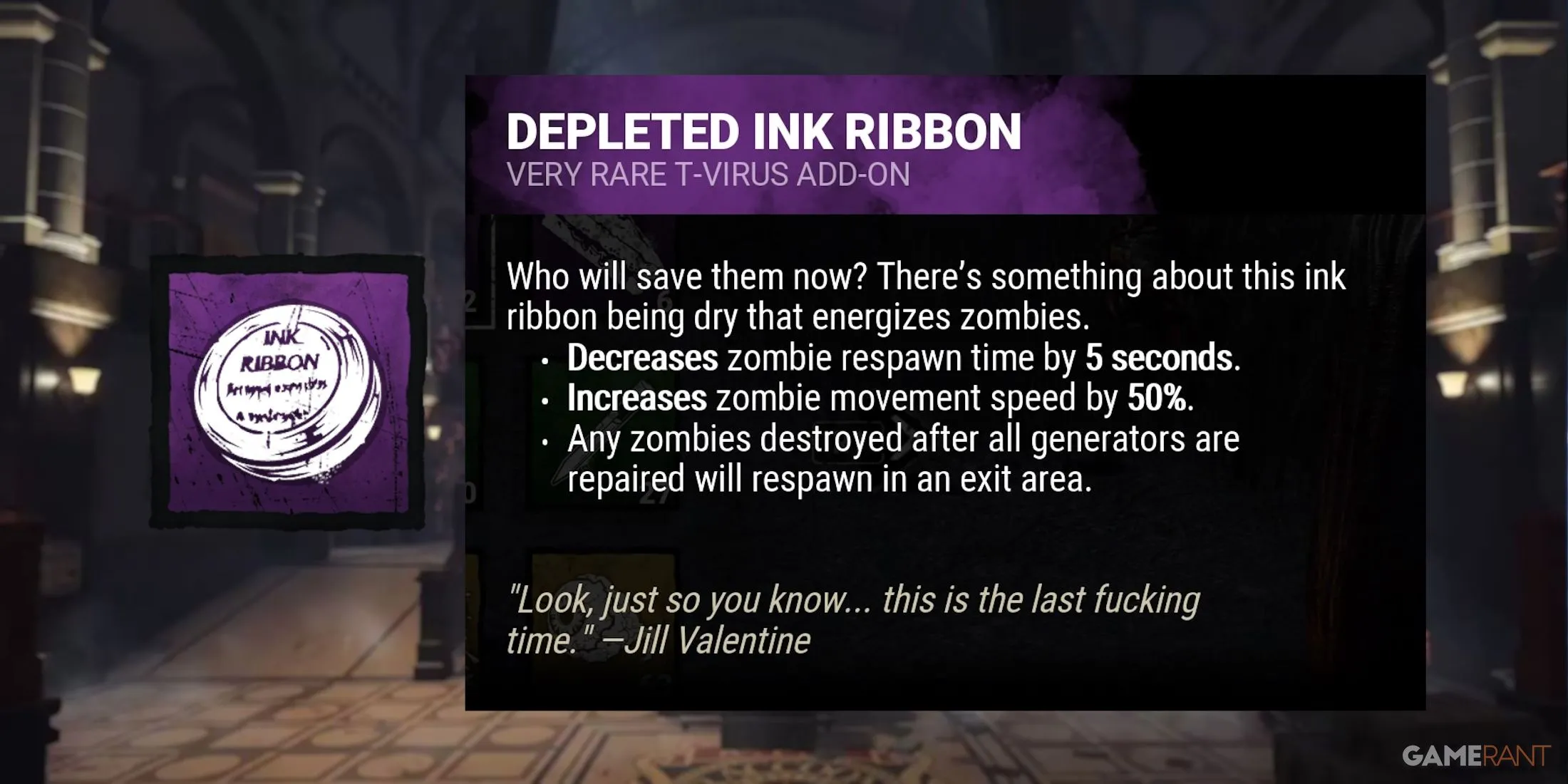 Add-on Depleted Ink Ribbon của Nemesis trong Dead by Daylight