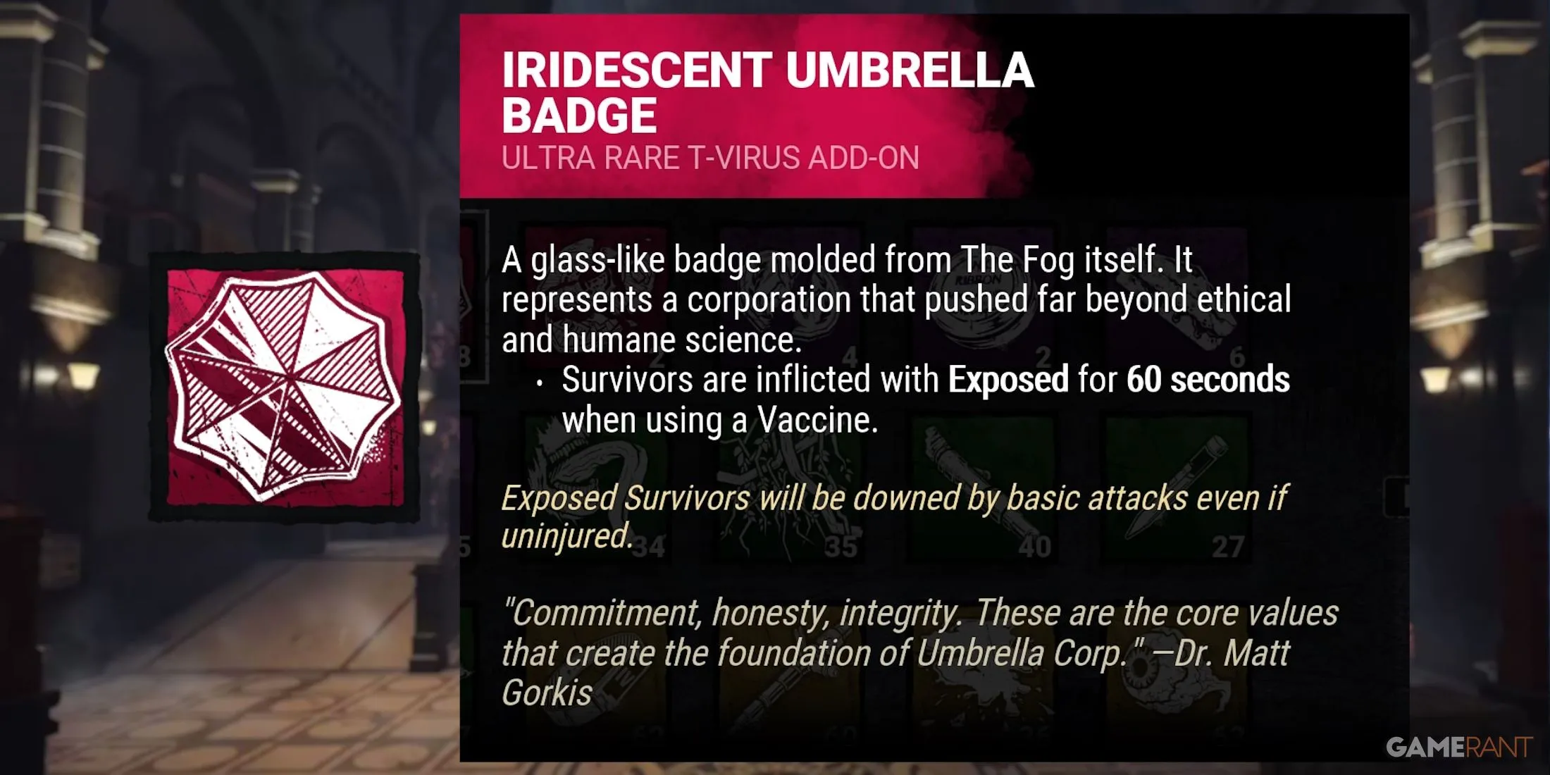 Add-on Iridescent Umbrella Badge của Nemesis trong Dead by Daylight