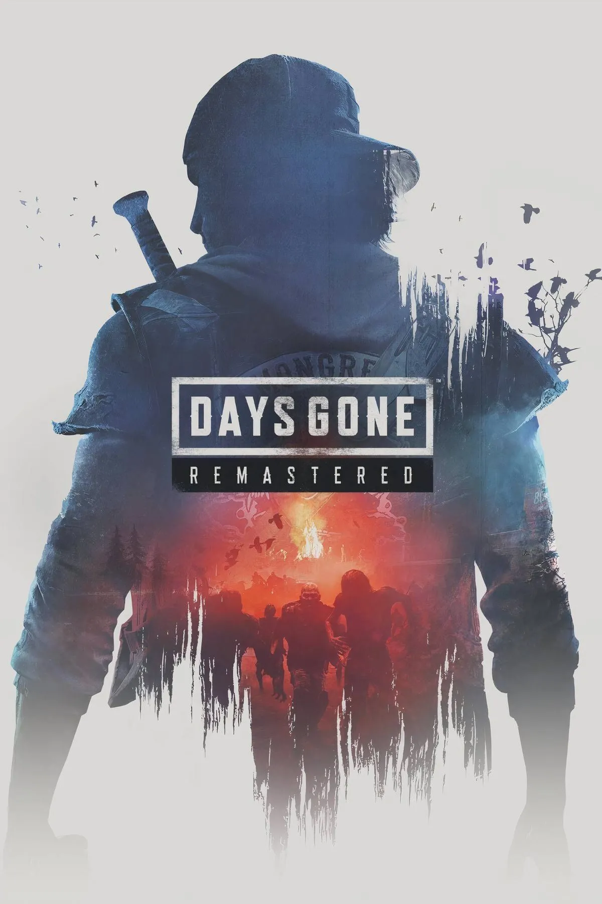 Ảnh bìa của Days Gone Remastered, thể hiện sự khắc nghiệt của thế giới hậu tận thế và Deacon St. John