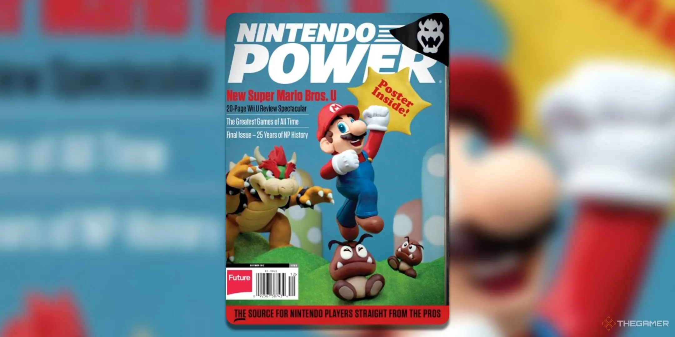Ảnh bìa số cuối cùng của Nintendo Power (số 285), với Mario, Bowser và Goomba.