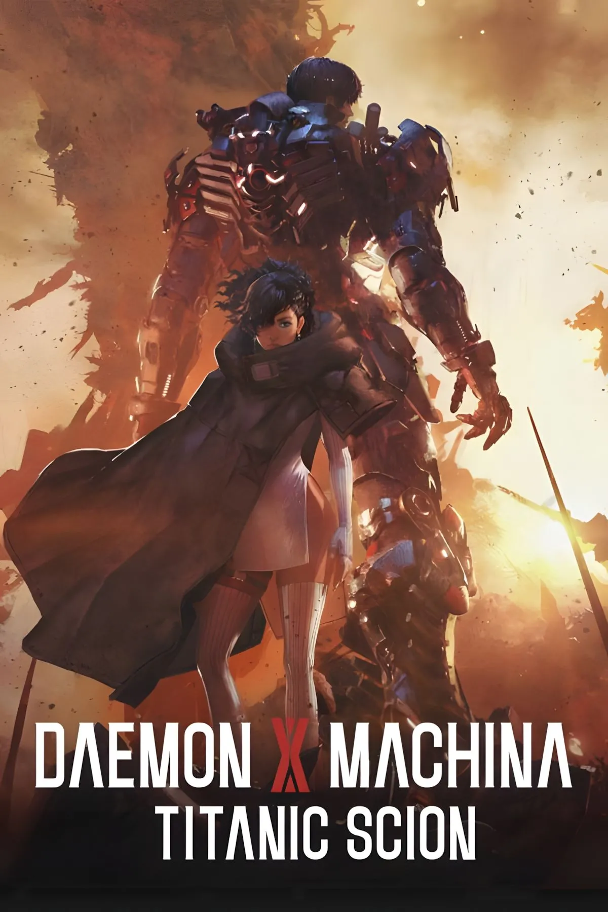 Bìa game chính thức của Daemon X Machina: Titanic Scion với robot chiến đấu hoành tráng