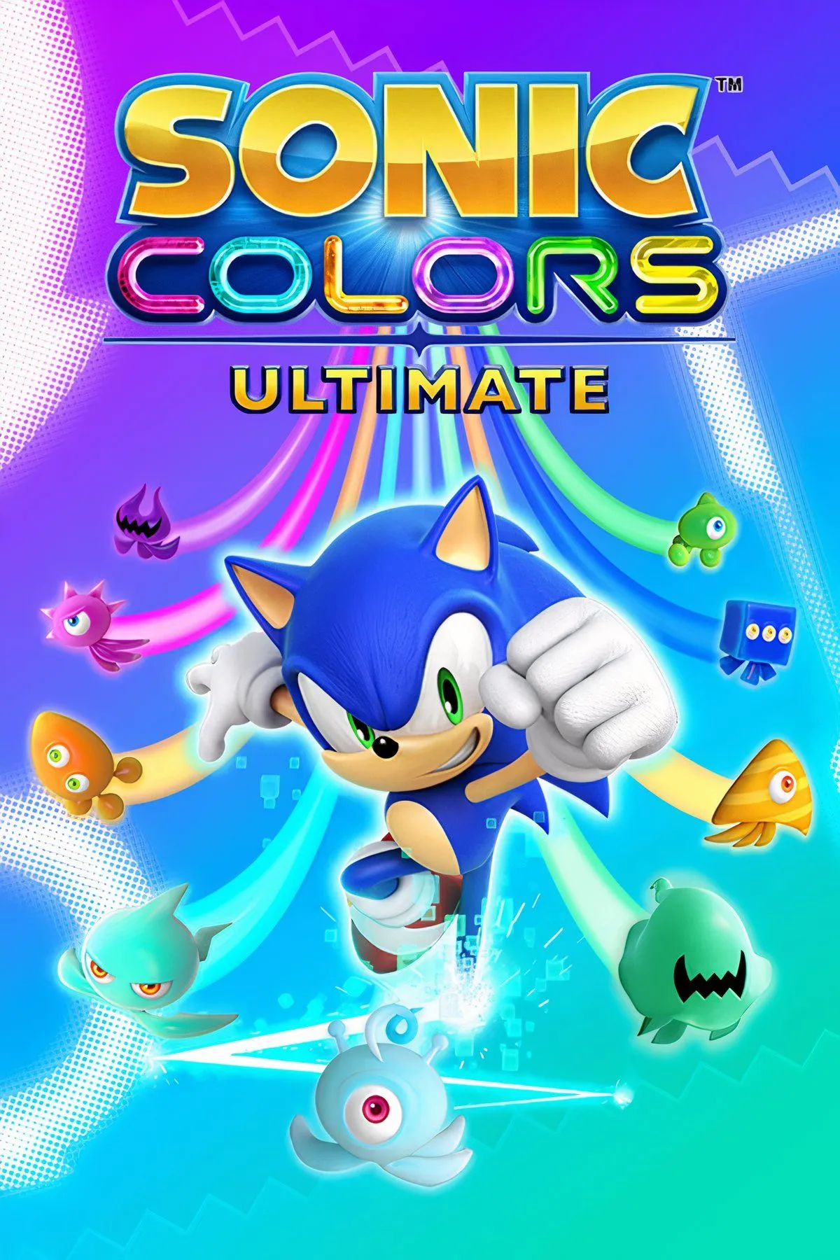 Bìa game Sonic Colors Ultimate với Sonic sử dụng sức mạnh Wisps