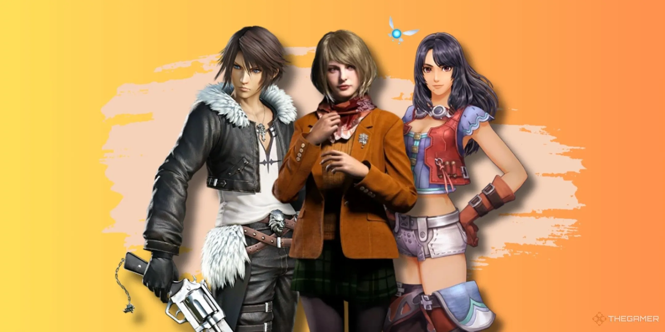 Các nhân vật game biểu tượng như Squall (FF8), Ashley (RE4 Remake), Sharla (Xenoblade Chronicles) và Navi (Ocarina of Time).