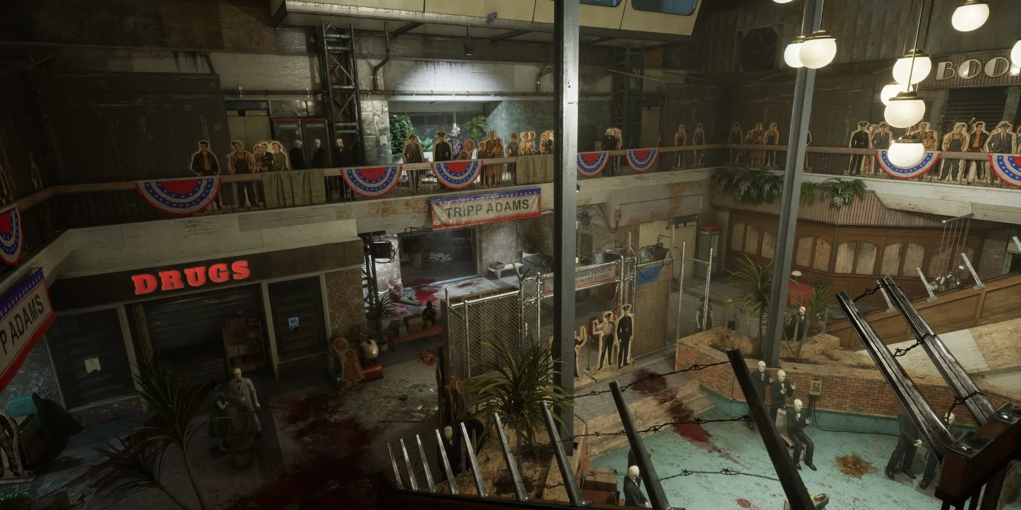 Cảnh quan rùng rợn bên trong bản đồ Shopping Mall mới trong The Outlast Trials Season 4, khu mua sắm bị bỏ hoang