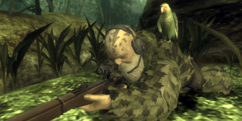 Cảnh The End, một xạ thủ lão luyện, trong Metal Gear Solid 3: Snake Eater