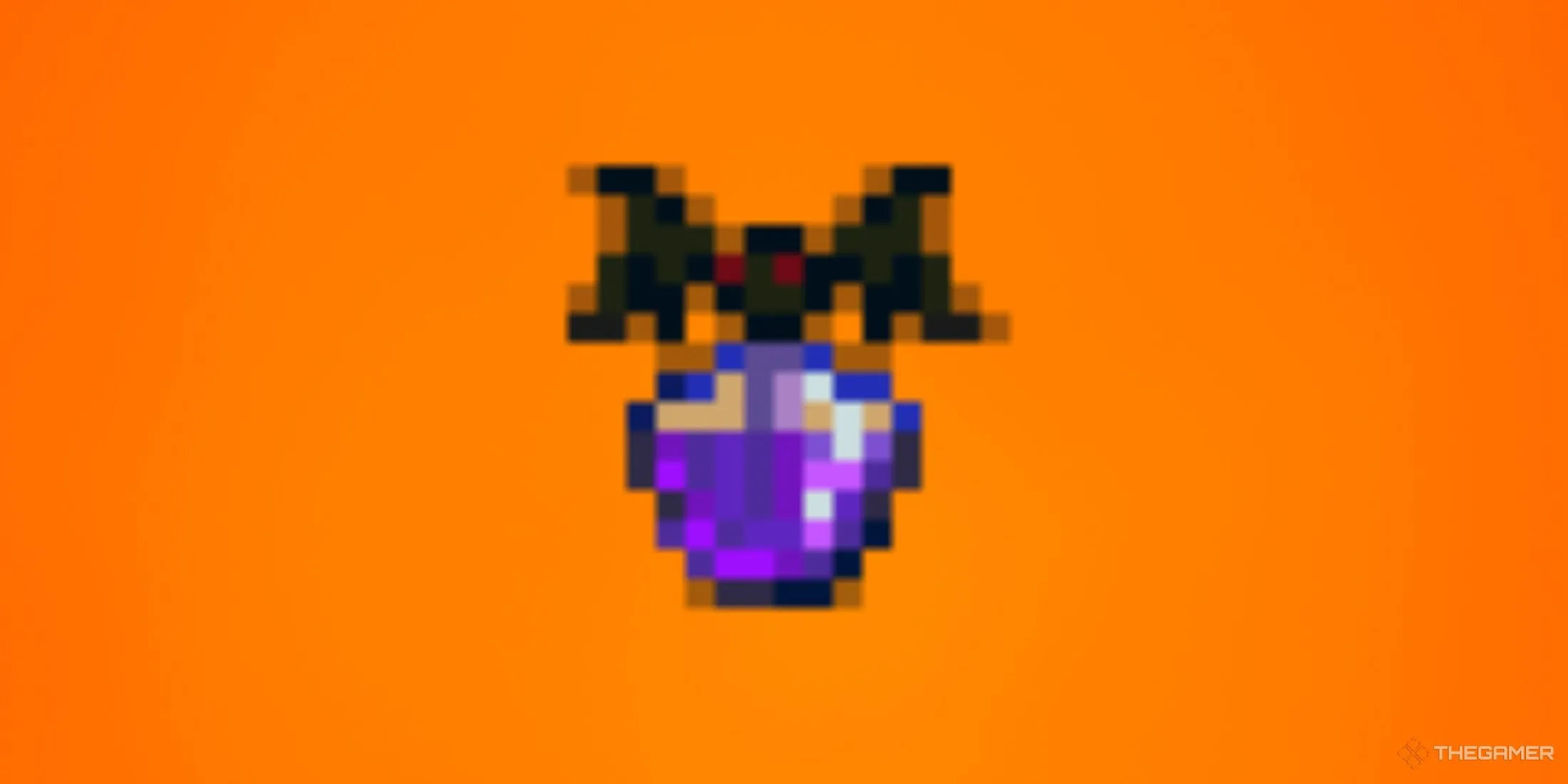 Chai Monster Musk trong Stardew Valley trên nền cam, vật phẩm khiến quái vật xuất hiện nhiều hơn.
