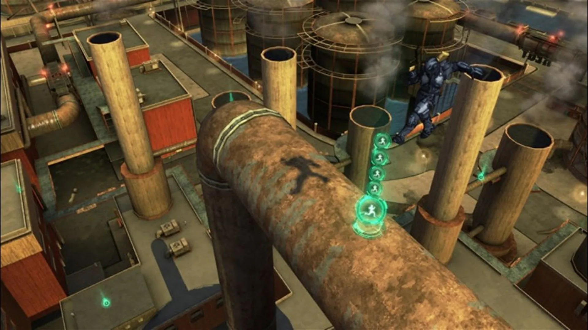 Gameplay Crackdown 2 với góc nhìn từ trên cao và hiệu ứng nổ