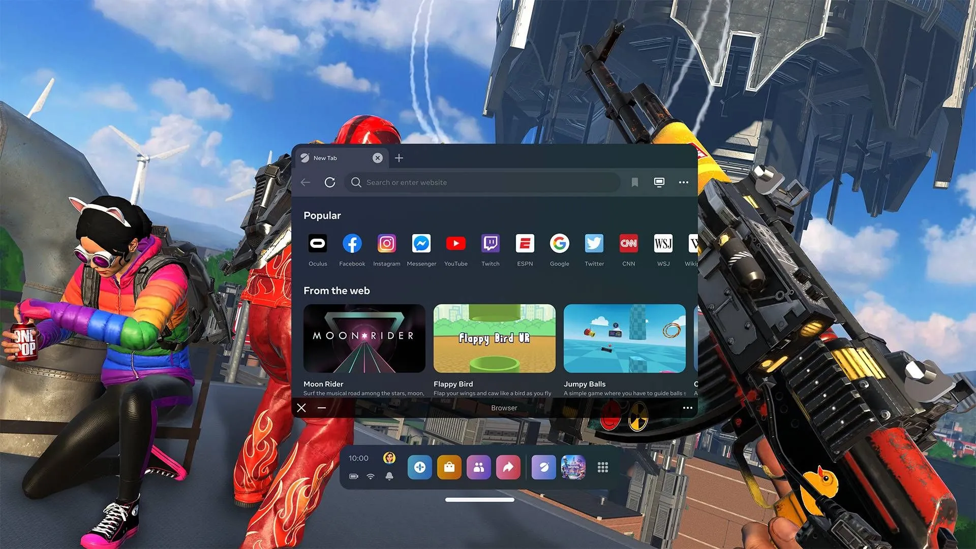 Giao diện đa nhiệm của Meta Quest với Virtual Desktop và trình duyệt