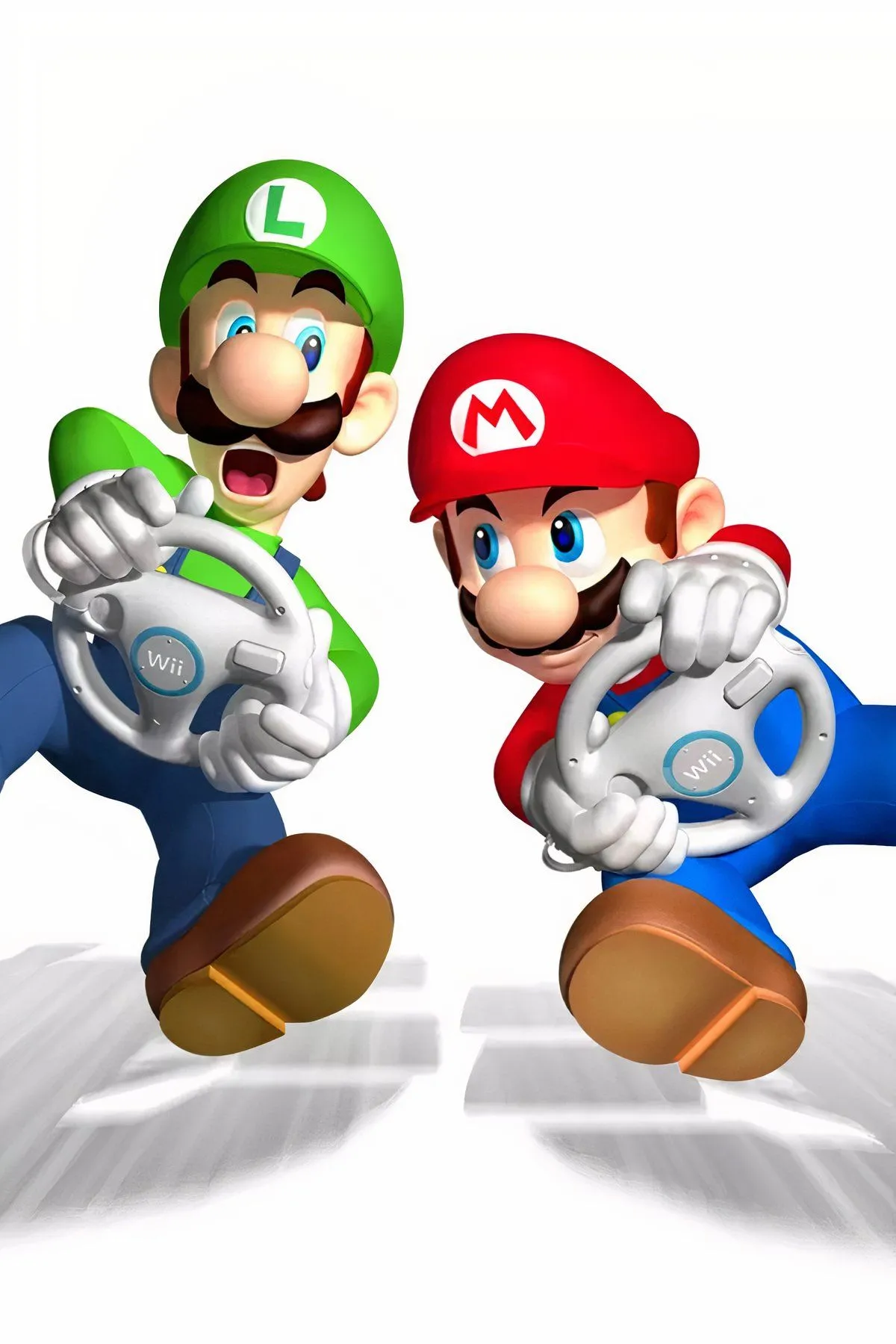 Hình ảnh bìa game đua xe Mario Kart Wii cùng chiếc vô lăng độc đáo của Nintendo