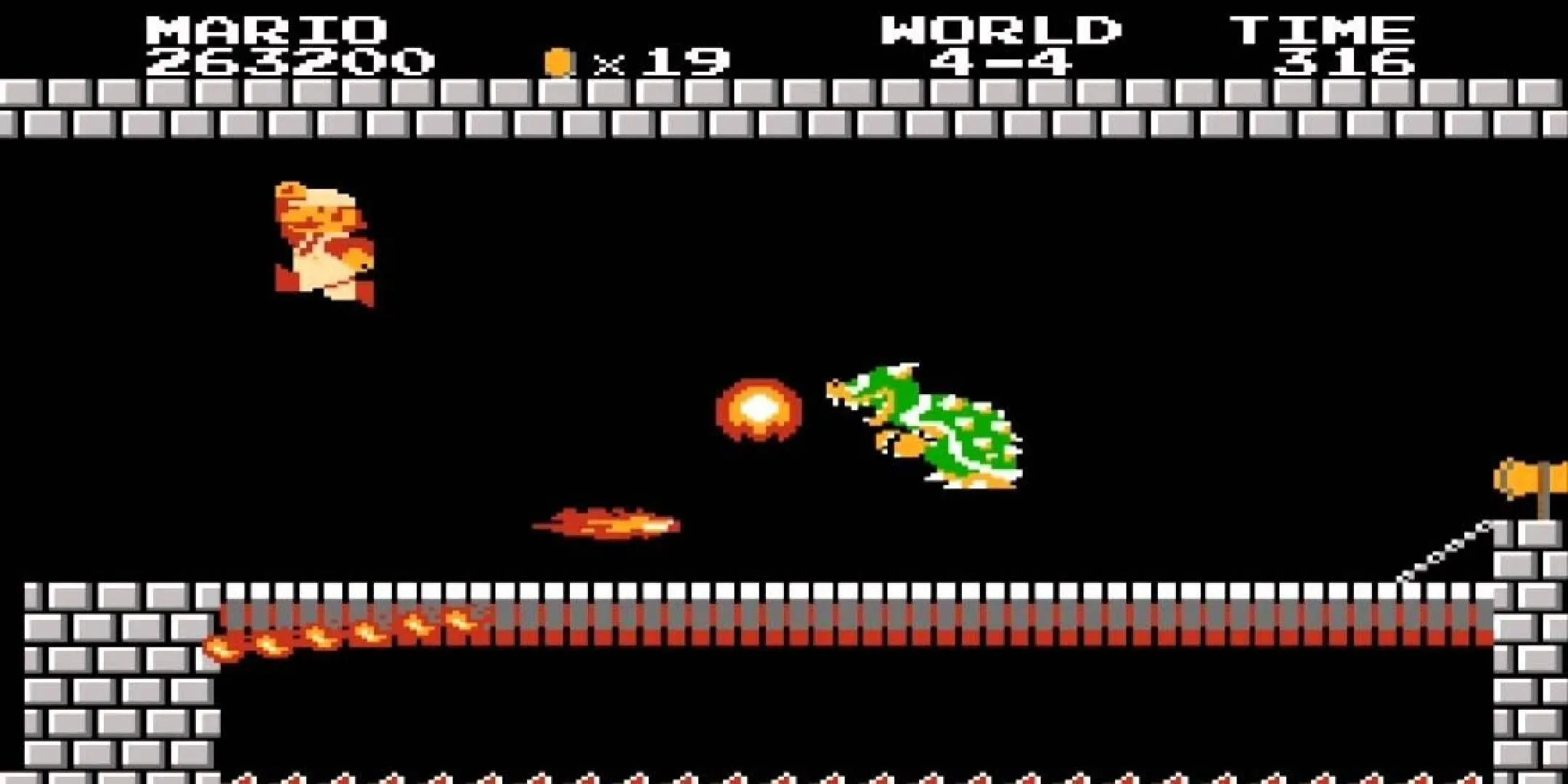 Mario đối đầu Bowser trong Super Mario Bros NES huyền thoại