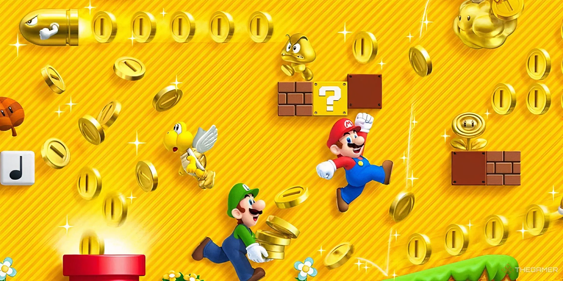 Mario và Luigi thu thập tiền xu, biểu tượng của sự giàu có trong thế giới game Mario