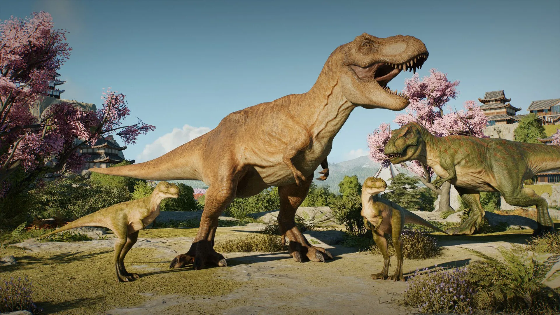 Một chú khủng long con Triceratops đang khám phá công viên trong JWE3