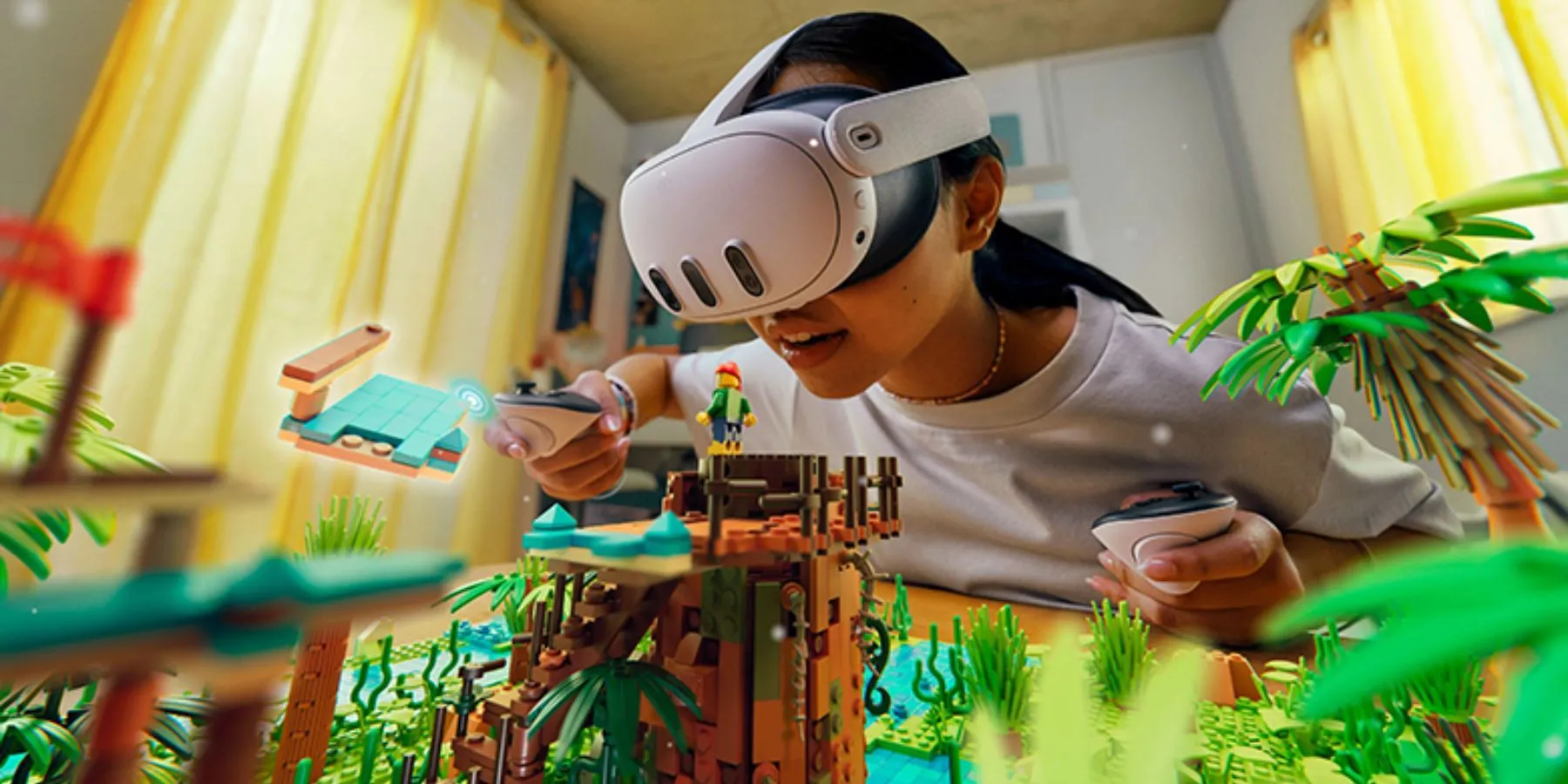 Người dùng trải nghiệm tính năng Mixed Reality trên kính Meta Quest