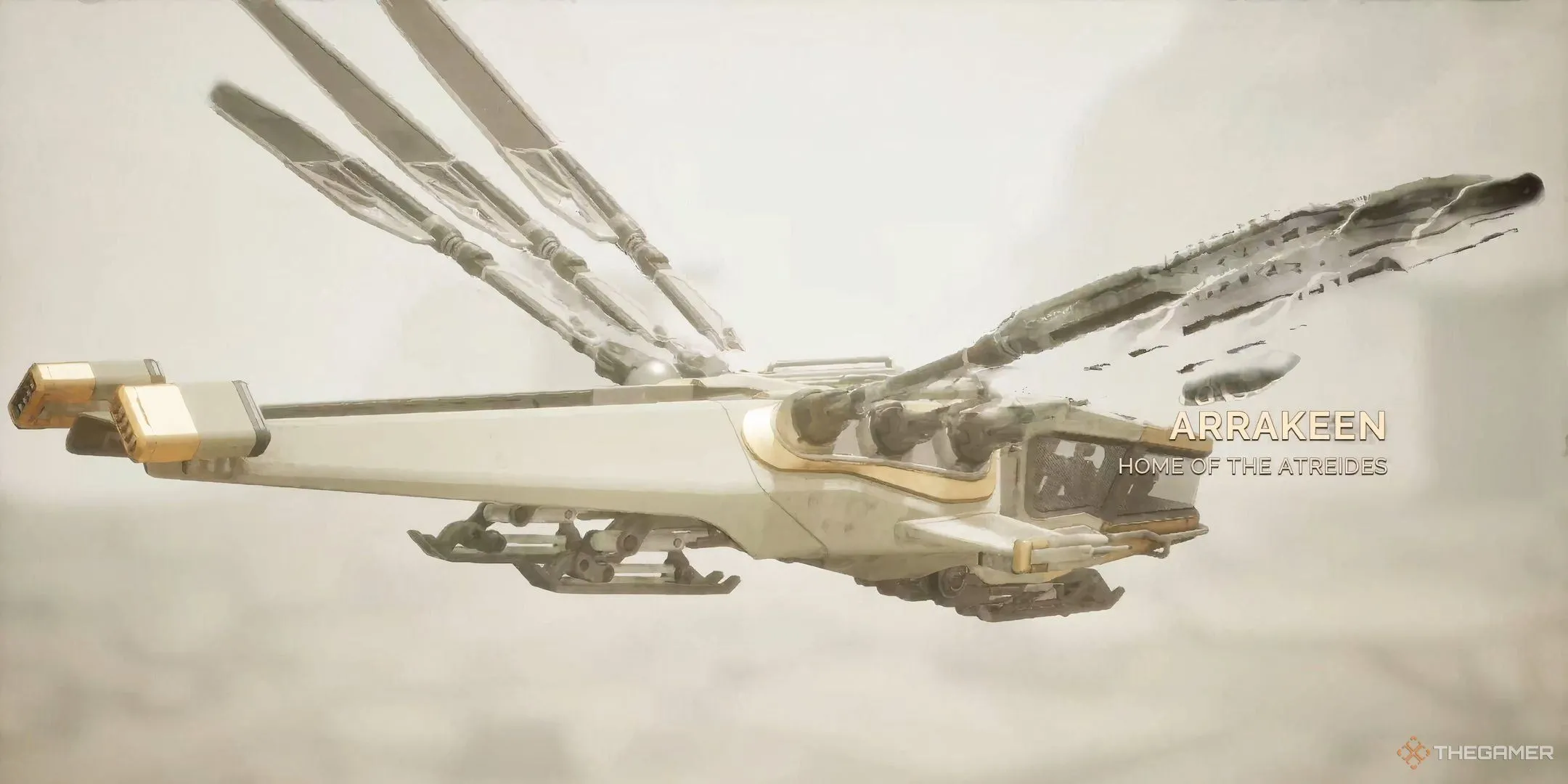 Phi thuyền Ornithopter bay vào thành phố Arrakeen trong Dune Awakening